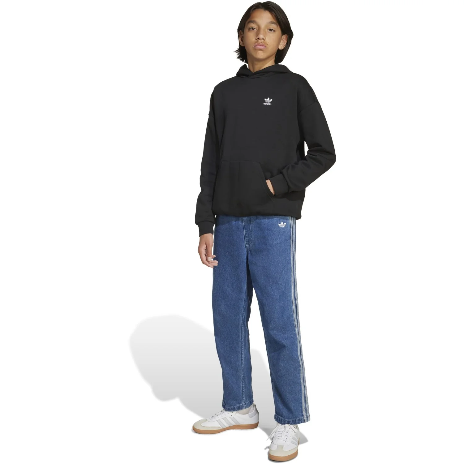 adidas Originals Black/White Loose Hoodie Fl - Image 4