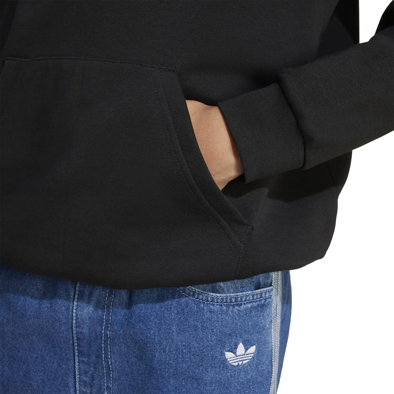 adidas Originals Black/White Loose Hoodie Fl - Image 6
