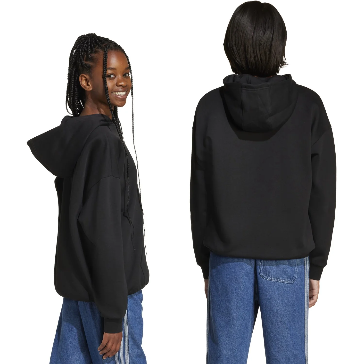 adidas Originals Black/White Loose Hoodie Fl - Image 7