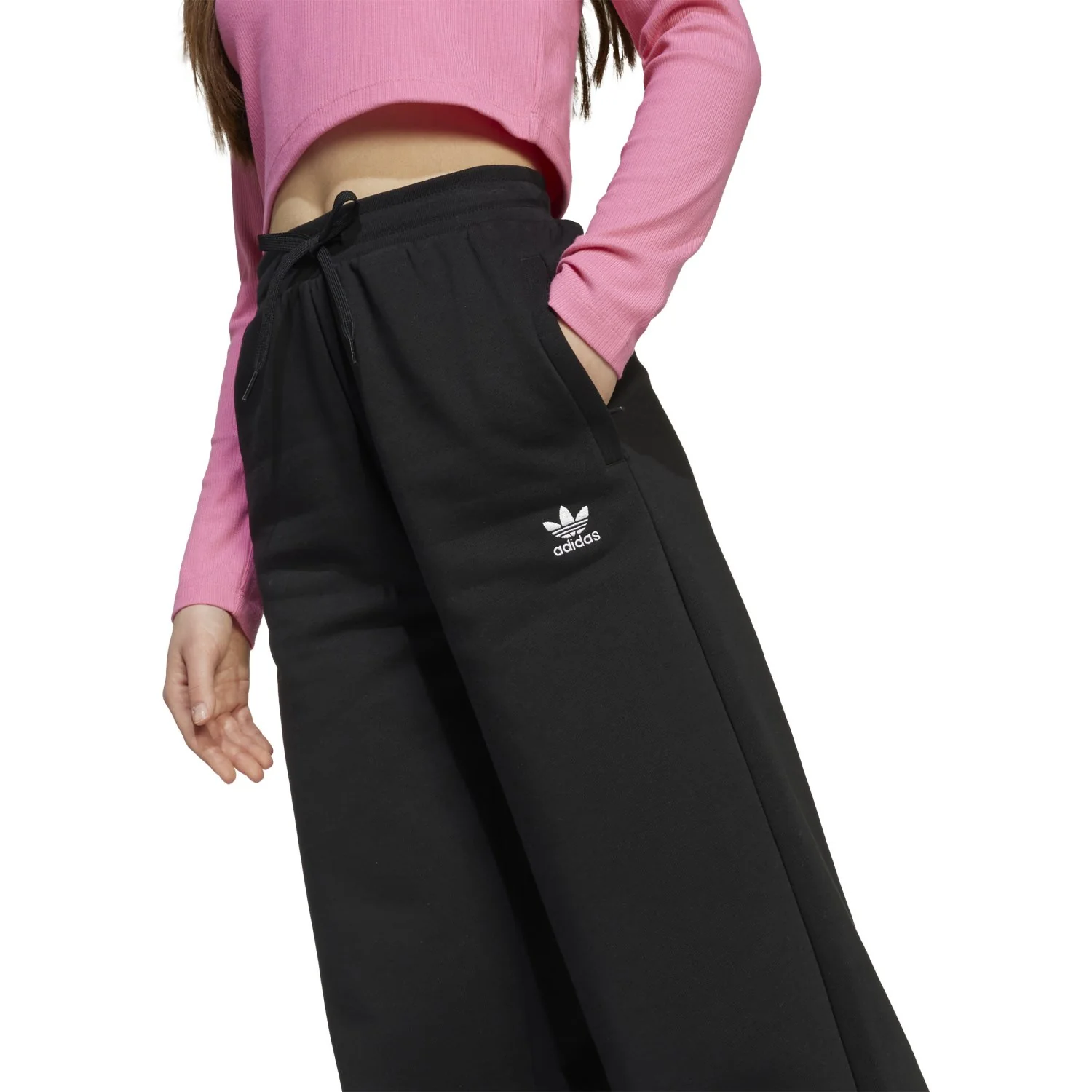 adidas Originals Black/White Wide Leg Pants - Image 2