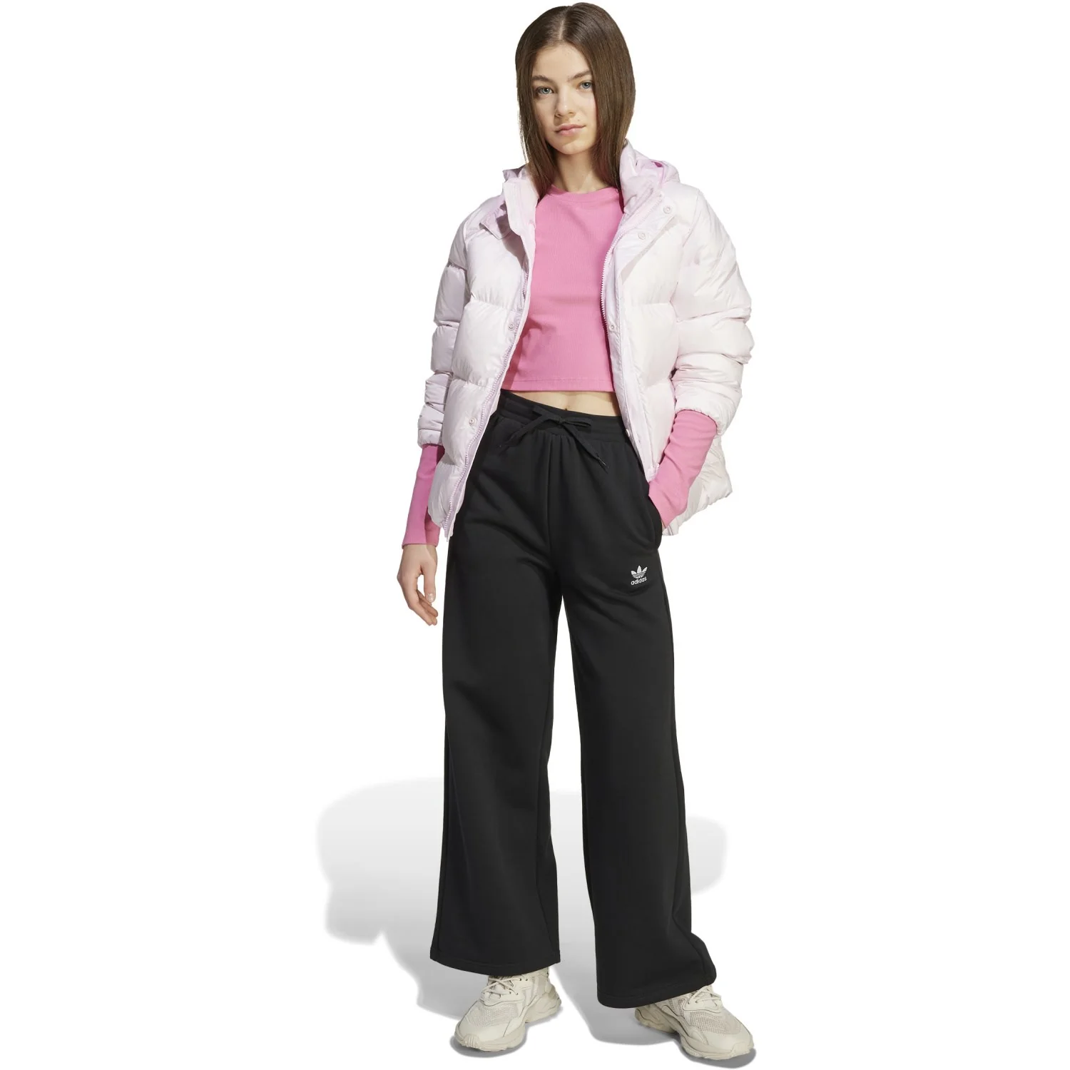 adidas Originals Black/White Wide Leg Pants - Image 4