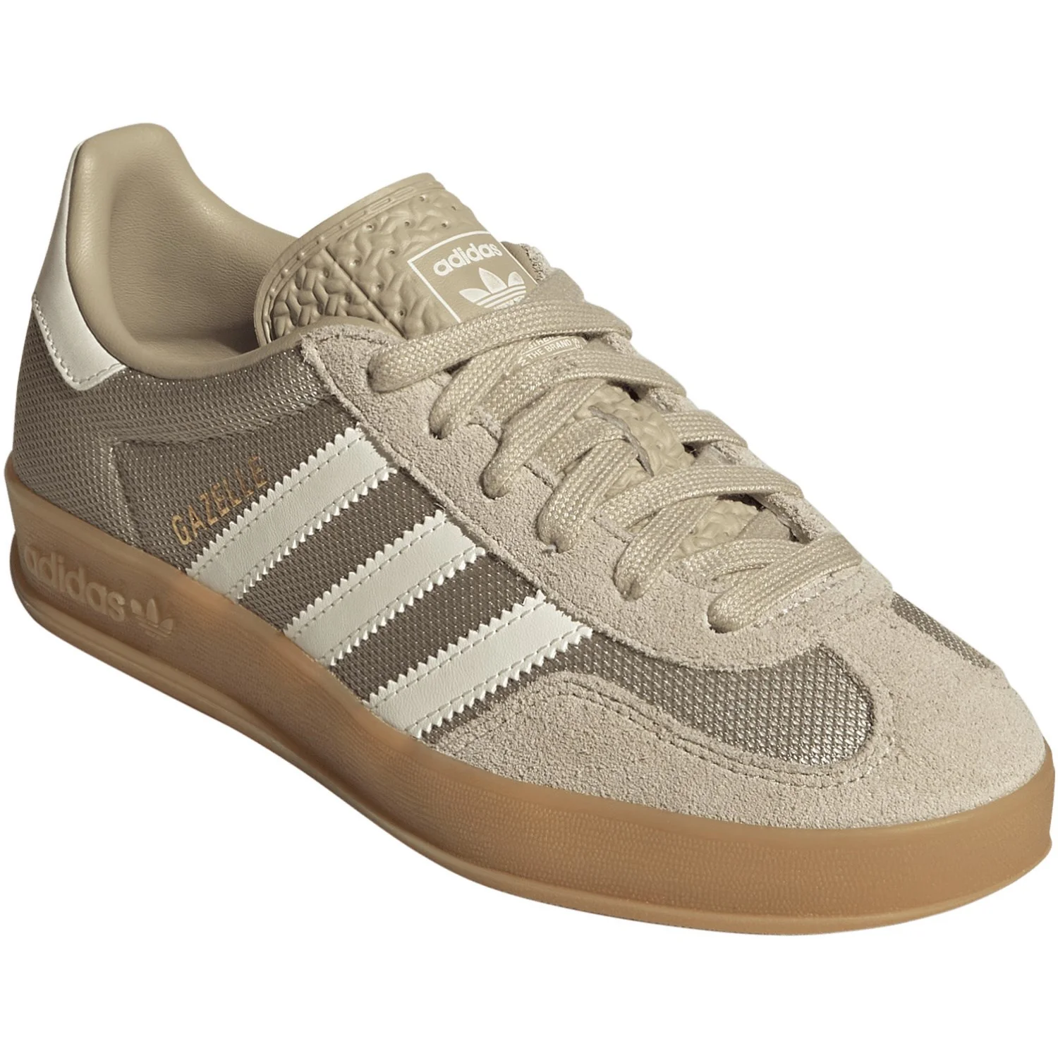adidas Originals Khaki Three Off White Gold Met. Gazelle Indoor J Sneakers - Image 2