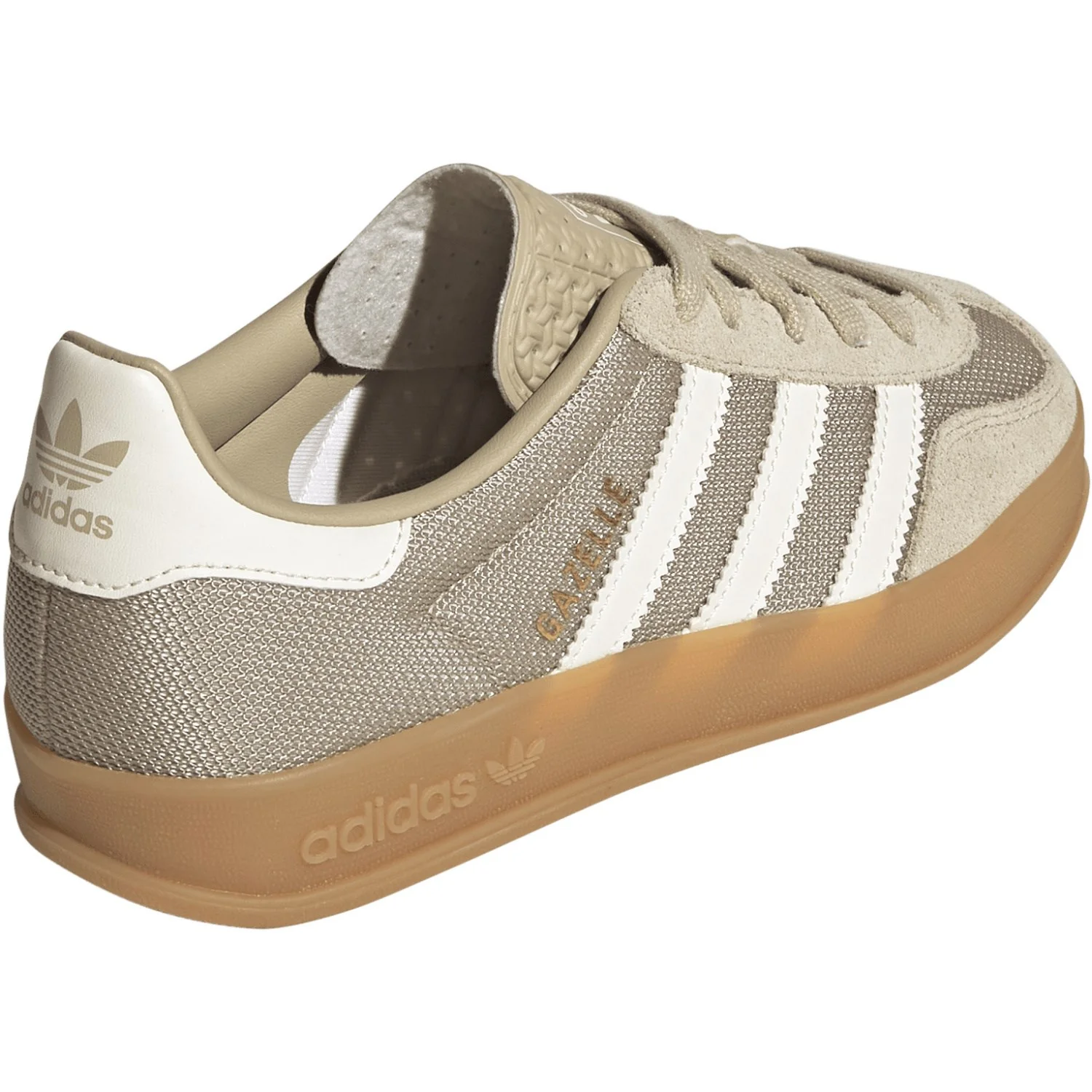 adidas Originals Khaki Three Off White Gold Met. Gazelle Indoor J Sneakers - Image 6