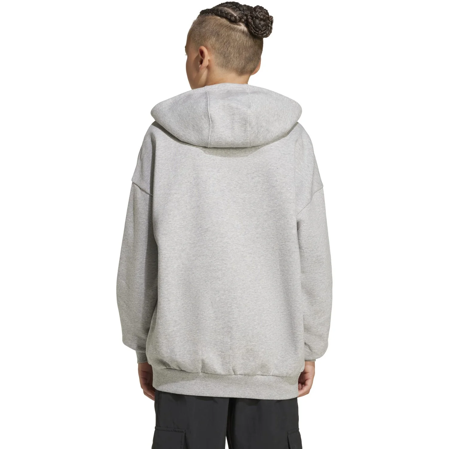 adidas Originals Medium Grey Heather/White Loose Hoodie Fl - Image 3