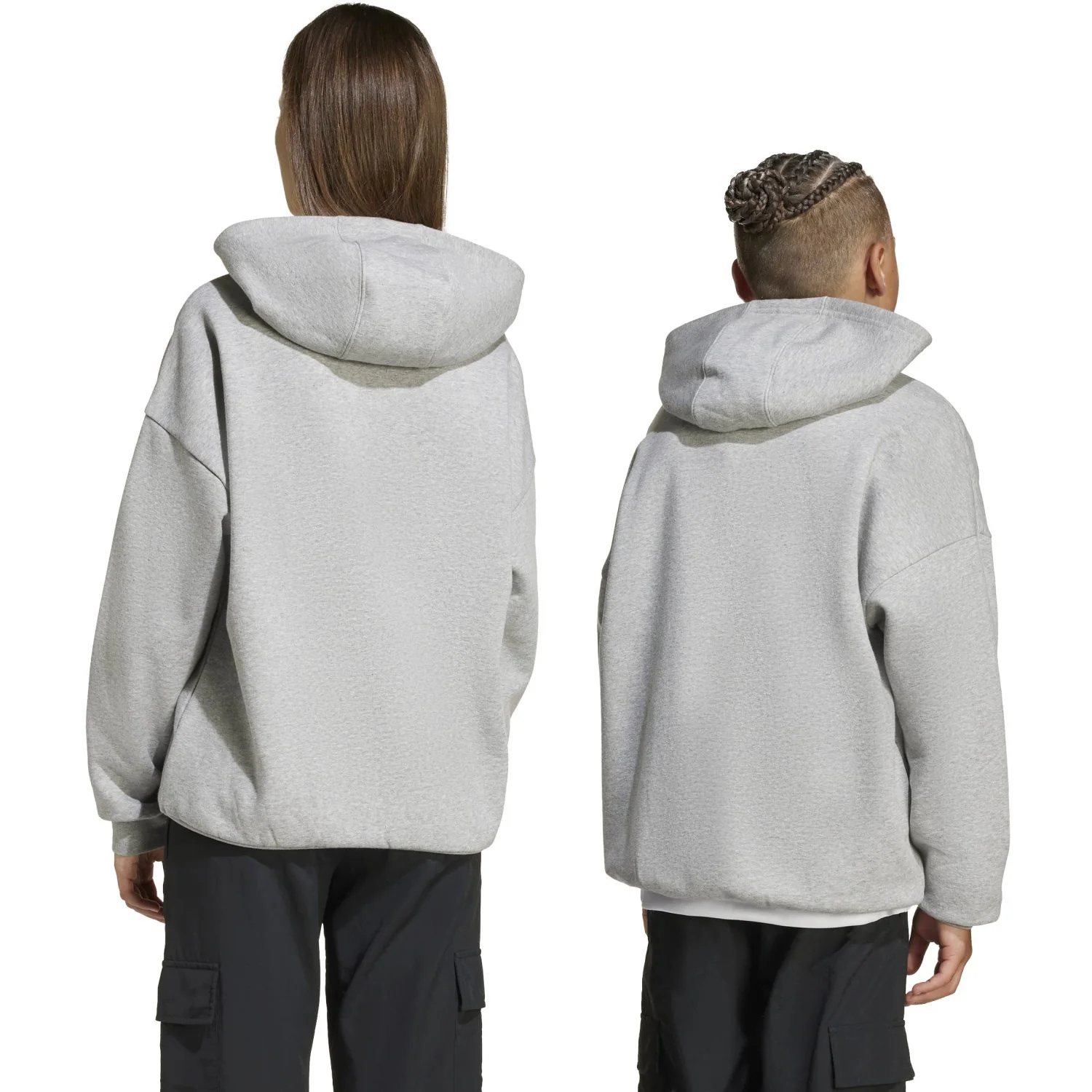 adidas Originals Medium Grey Heather/White Loose Hoodie Fl - Image 8