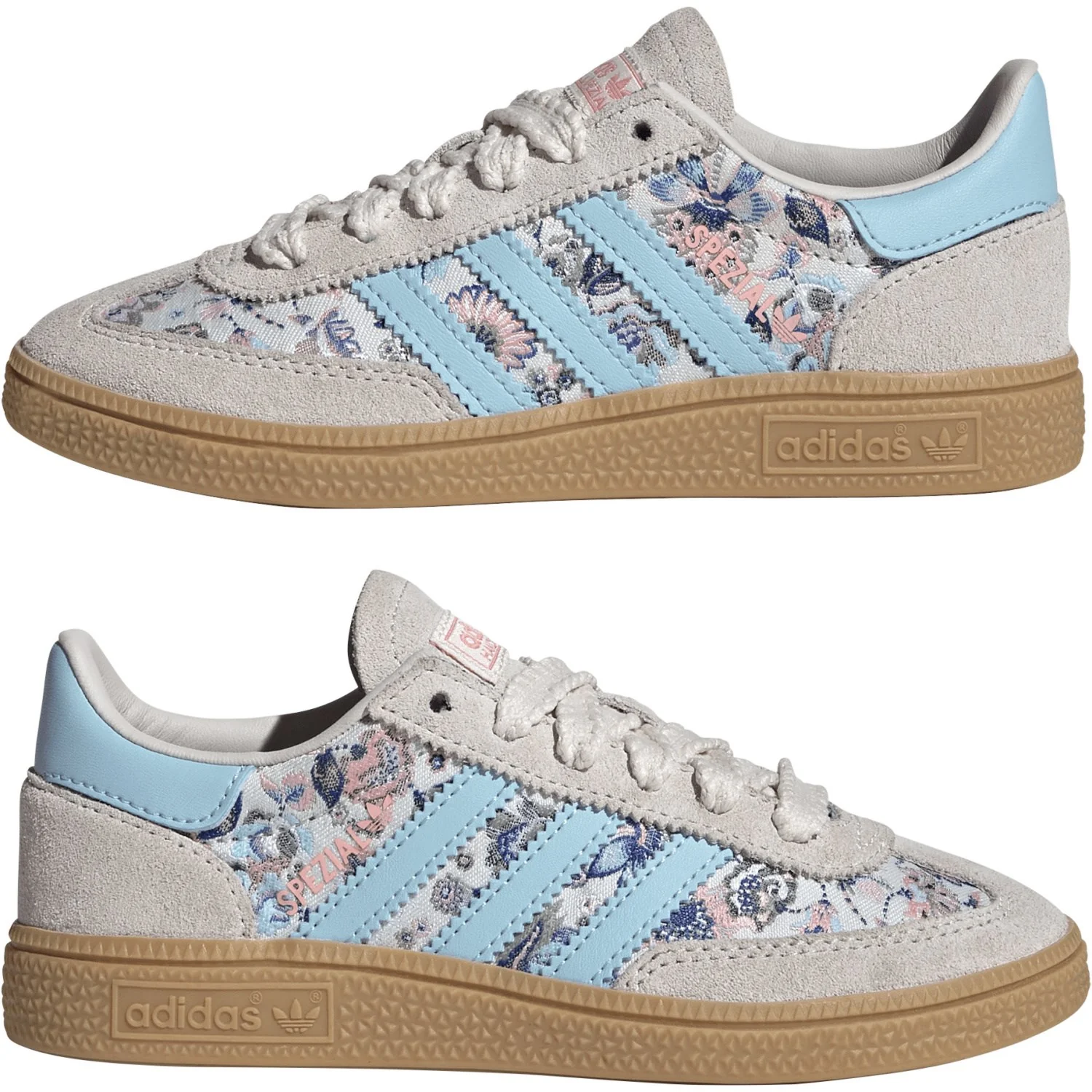 adidas Originals Off White/Icey Blue/Gum 3 Handball Spezial C Sneakers - Image 6