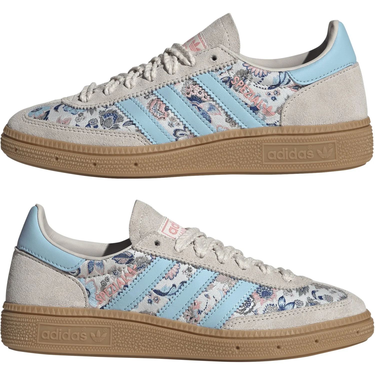adidas Originals Off White/Icey Blue/Gum 3 Handball Spezial J Sneakers - Image 6
