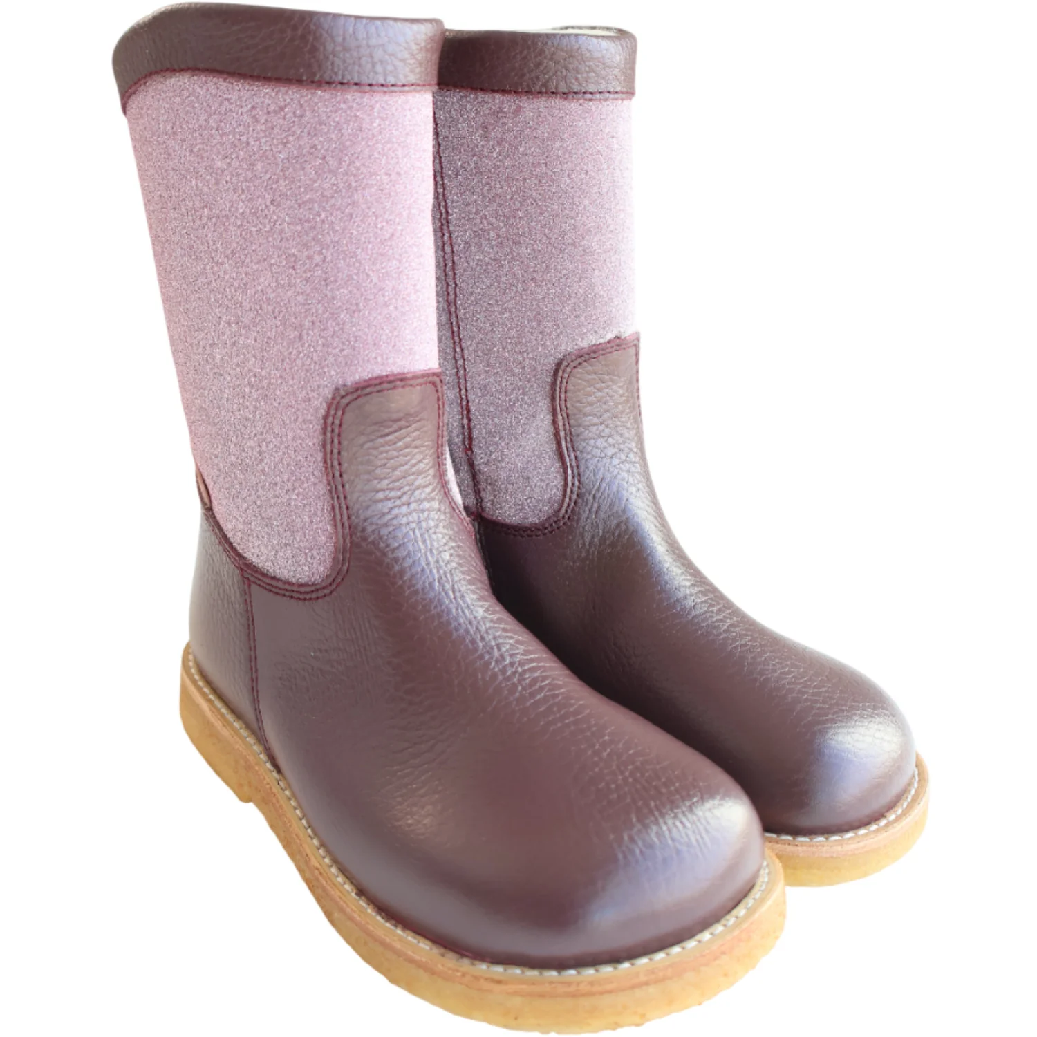 Angulus Aubergine/Aubergine Glitter TEX Glitter Boot with Glitter and Zipper - Image 4