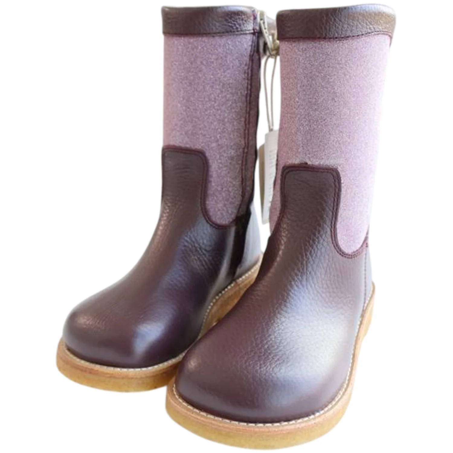 Angulus Aubergine/Aubergine Glitter TEX Glitter Boot with Glitter and Zipper - Image 5