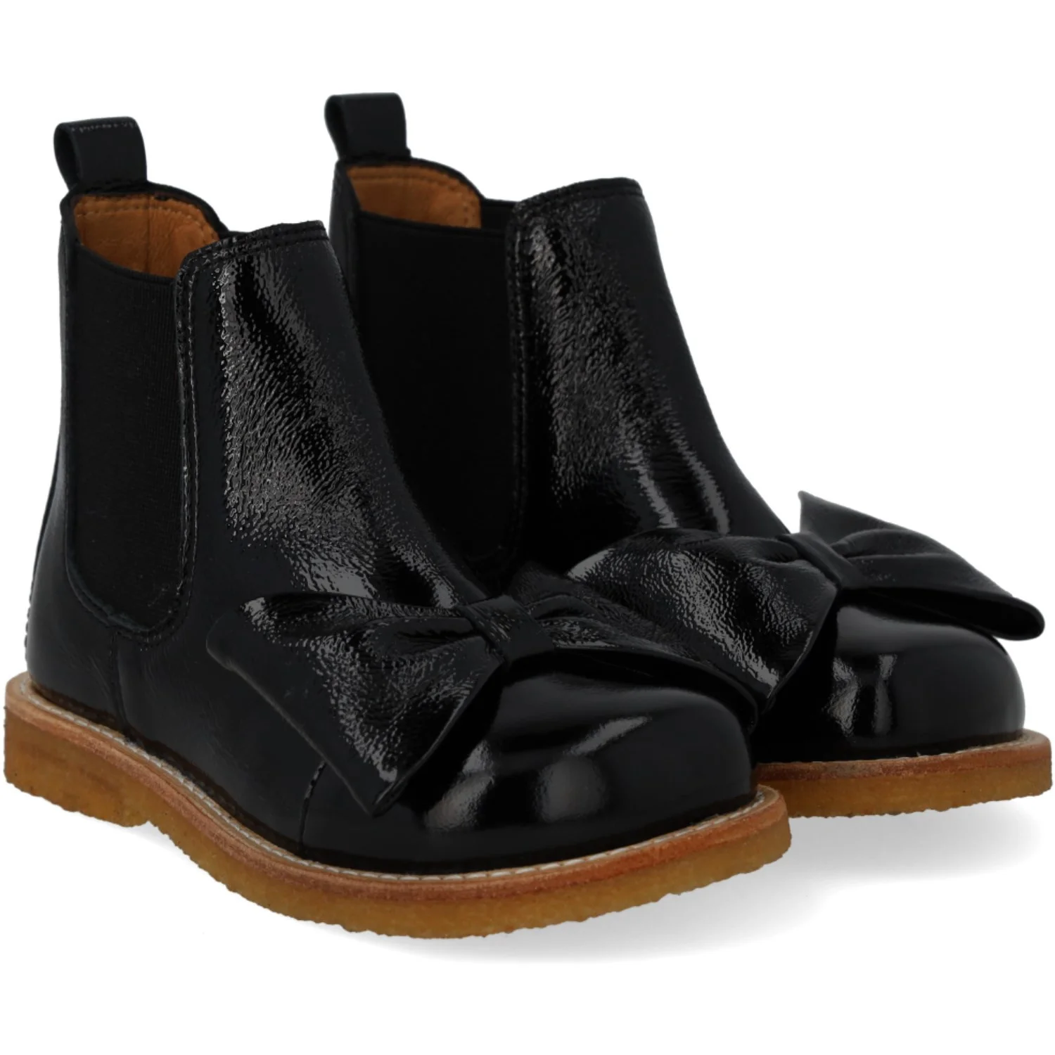 Angulus Black/Black Chelsea Boot With Bow