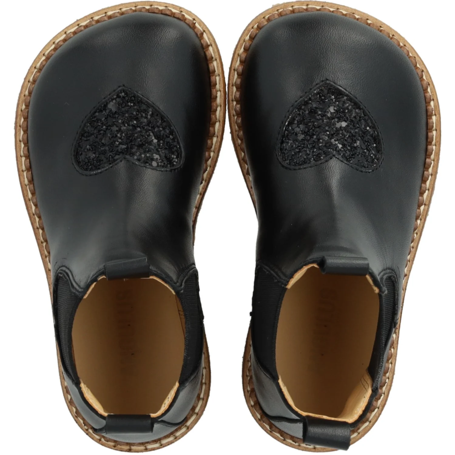 Angulus Black/Black Glitter/Black Elastic Chelsea Boot With Hjerte - Image 2