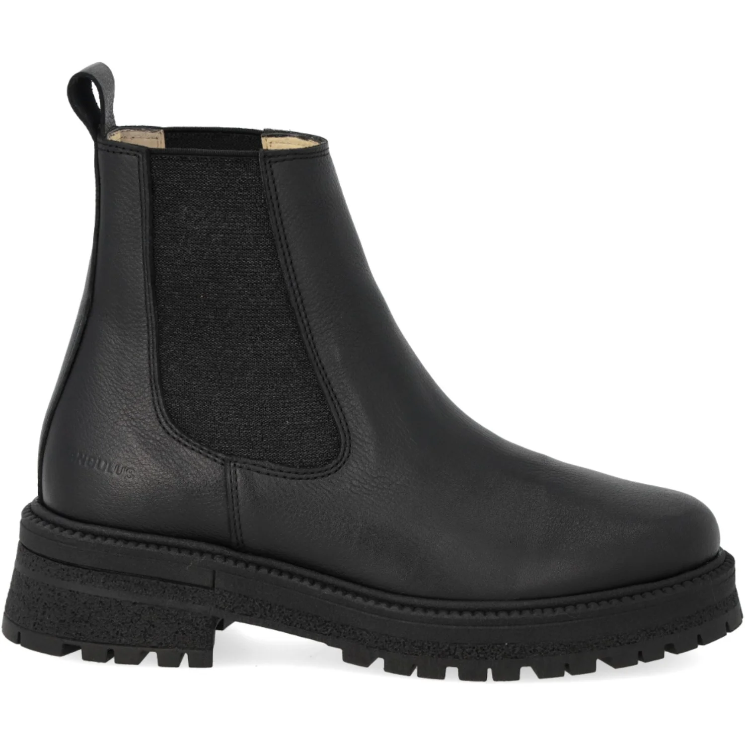 Angulus Black/Black Glitter Elastic Chelsea Boot with Elastic on Track Sole - Image 3