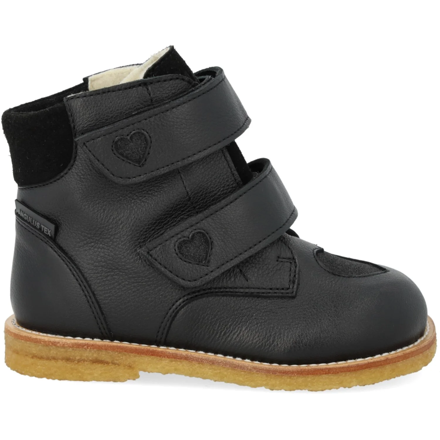 Angulus Black/Black Glitter TEX Boot with Sparkling Glitter Hearts - Image 3