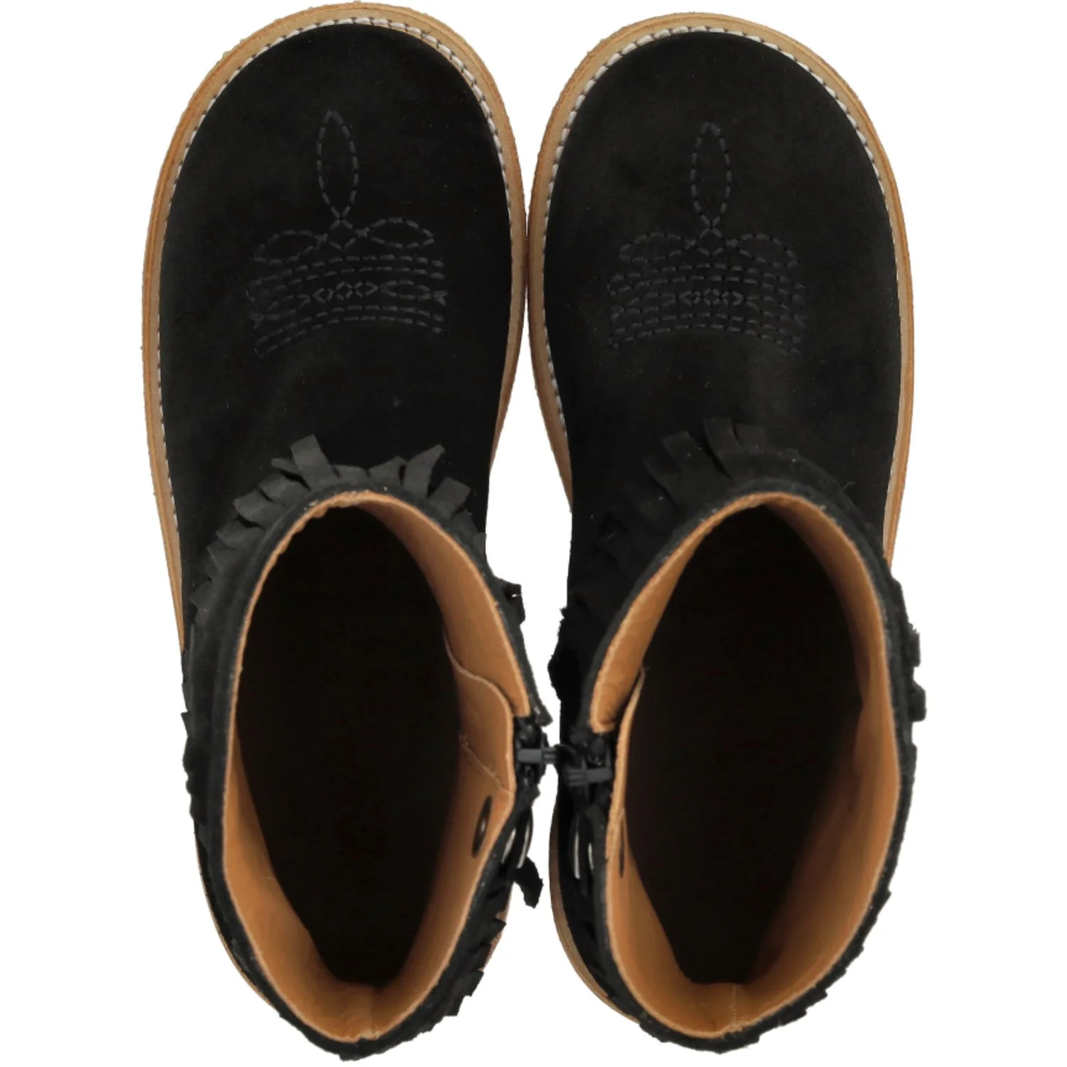 Angulus Black Fringed Cowboy Boot with Embroidery - Image 2