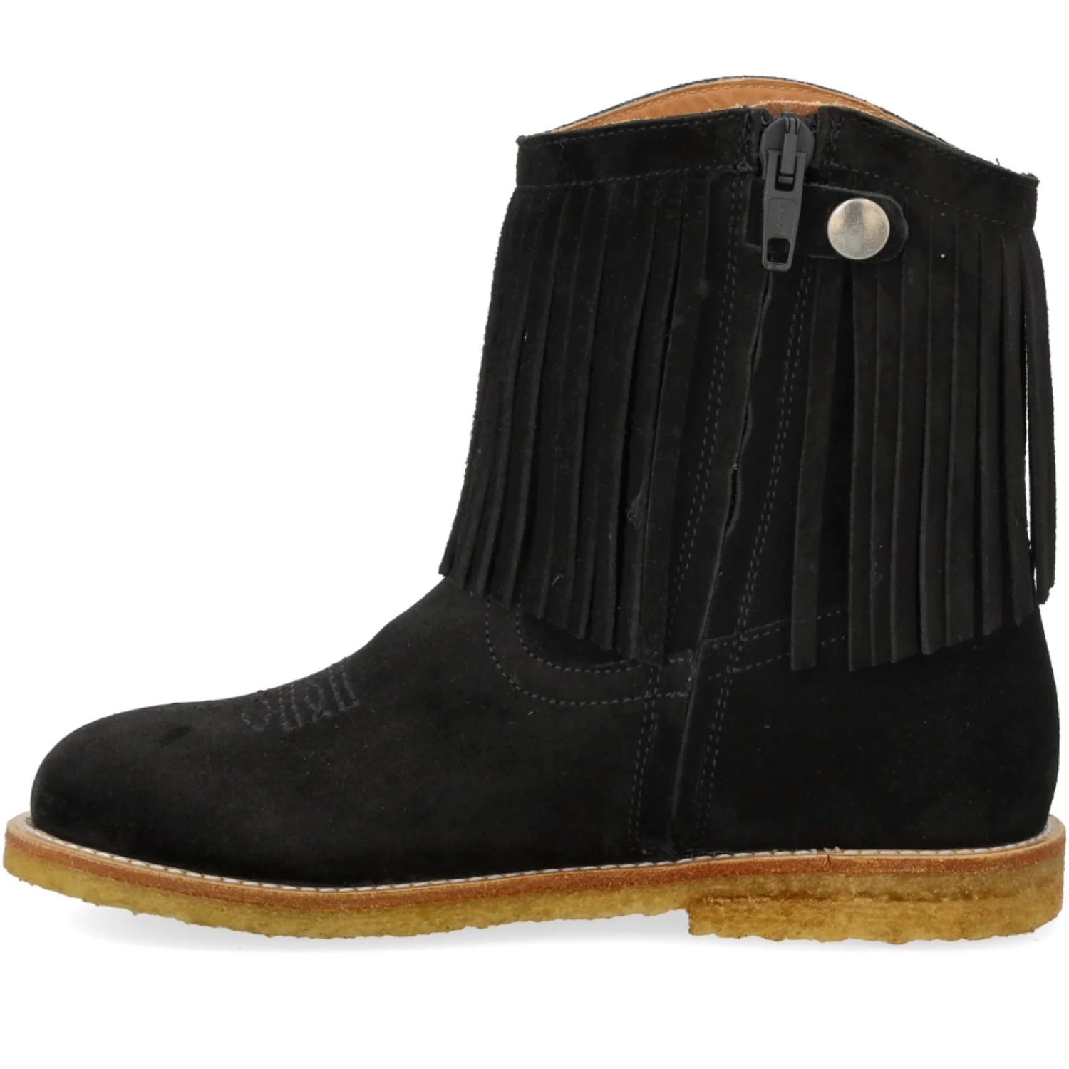 Angulus Black Fringed Cowboy Boot with Embroidery - Image 4