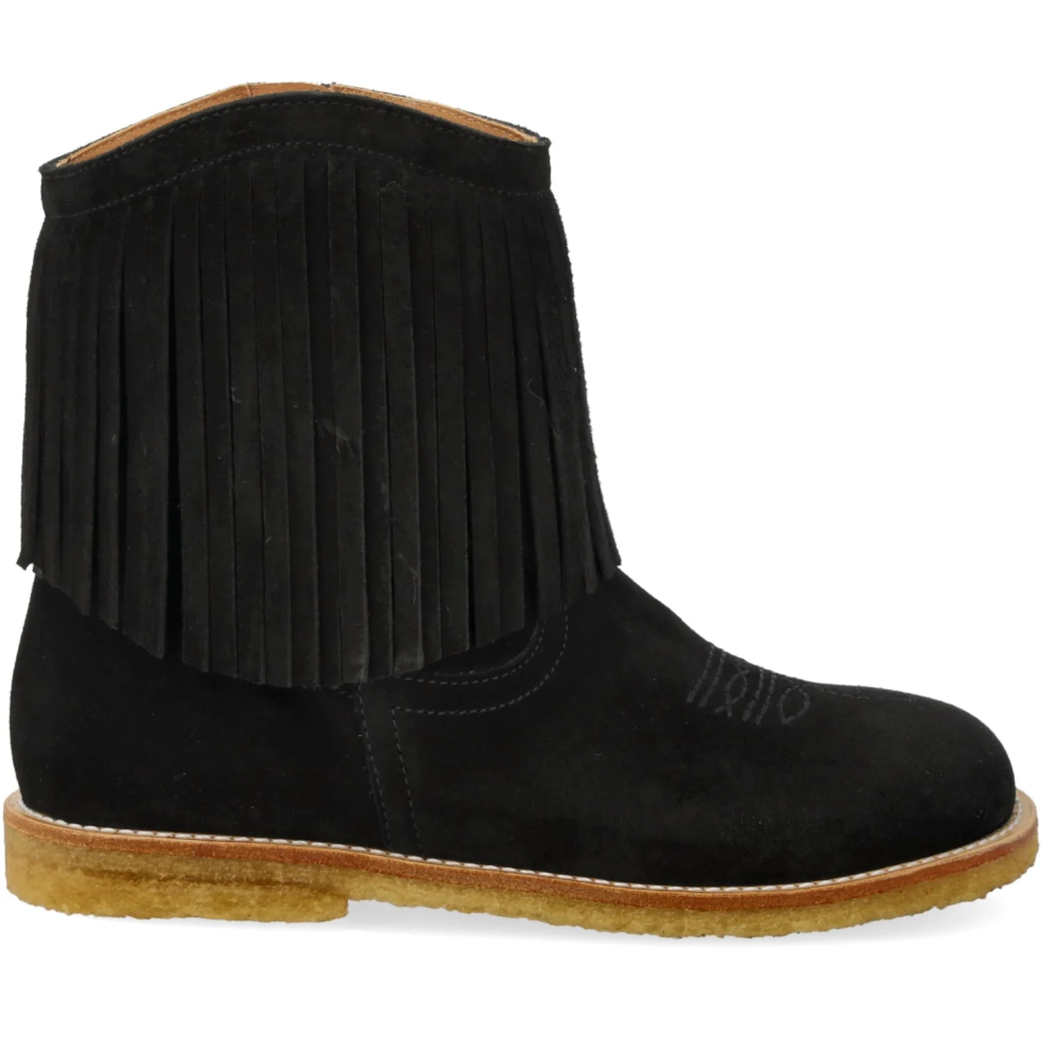 Angulus Black Fringed Cowboy Boot with Embroidery - Image 5