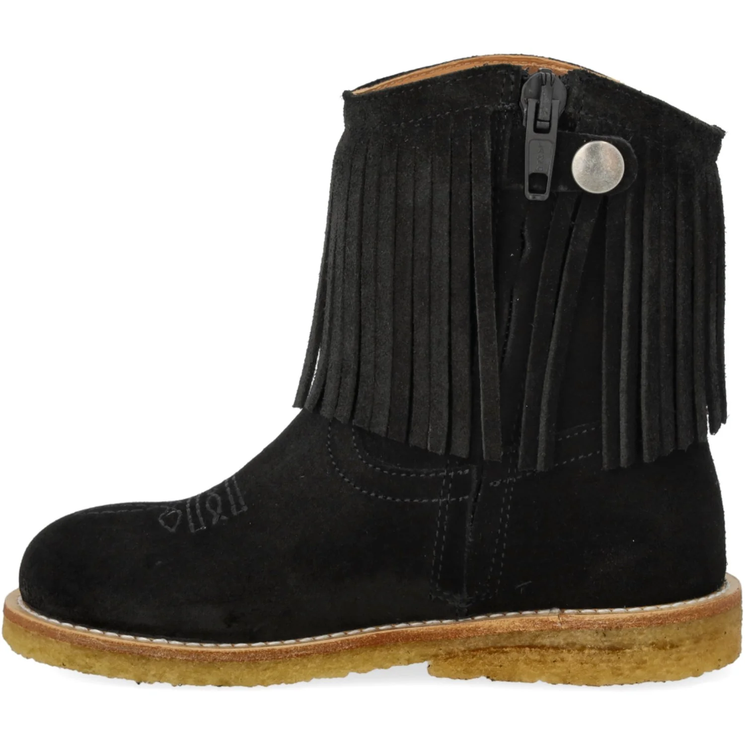 Angulus Black Fringed Cowboy Boot with Embroidery - Image 2