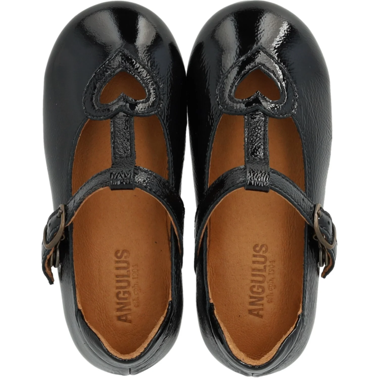 Angulus Black T-Bar Ballerina With Cut-Out Hjerte - Image 2