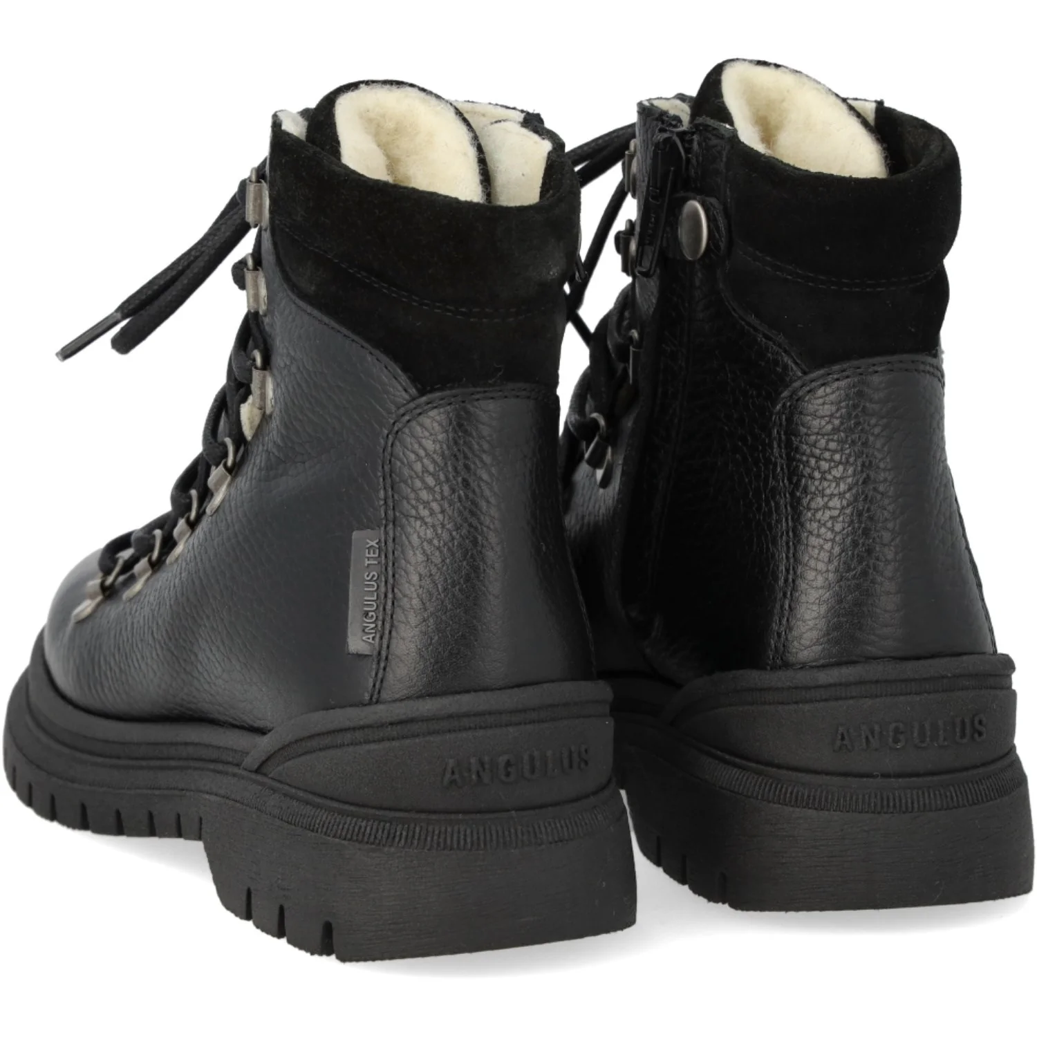 Angulus Black TEX Lace-up Boot with Zipper and Wool Lining - Image 6