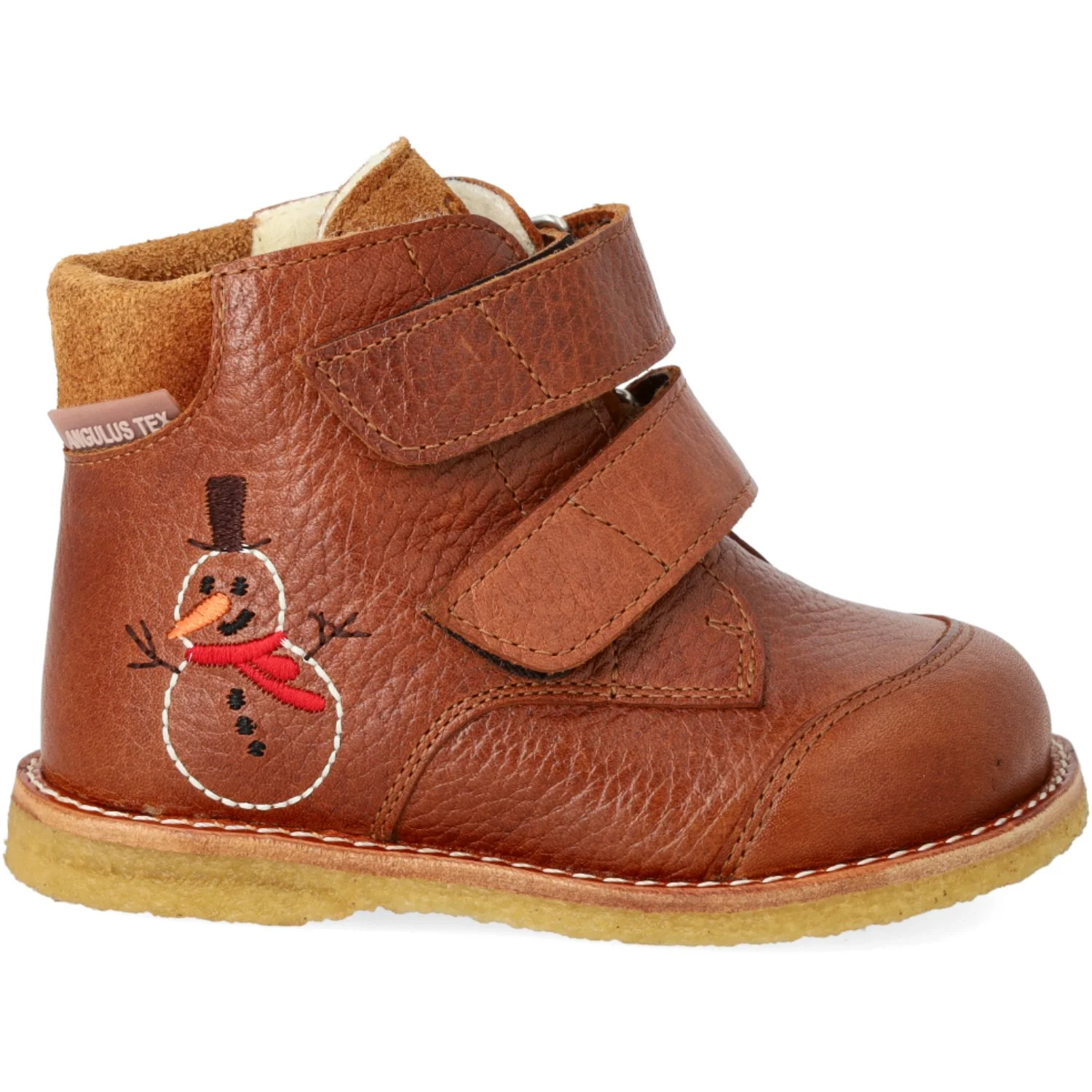 Angulus Cognac/Cognac Beginner TEX Boot with Embroidered Snowman - Image 4