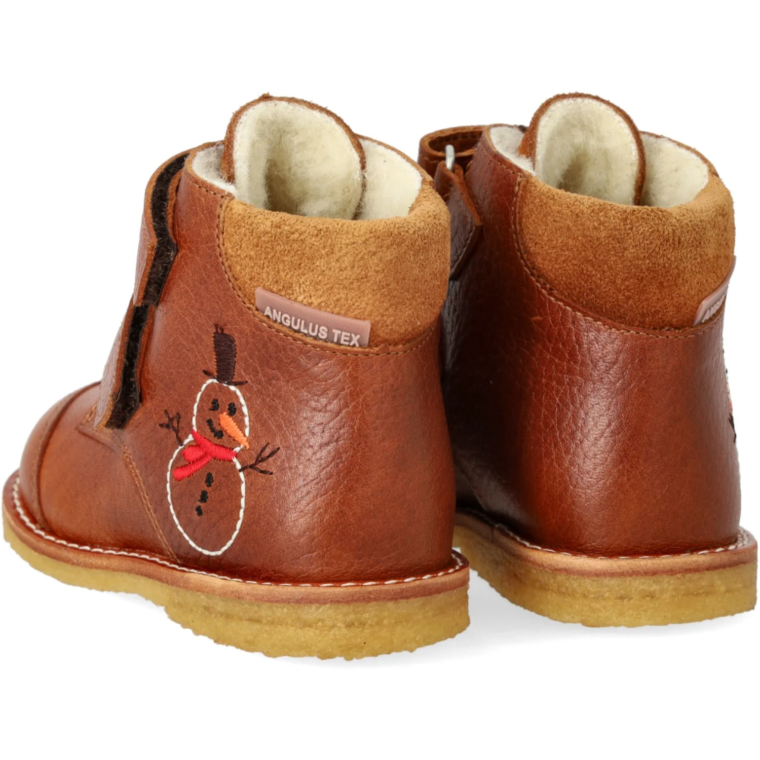 Angulus Cognac/Cognac Beginner TEX Boot with Embroidered Snowman - Image 8