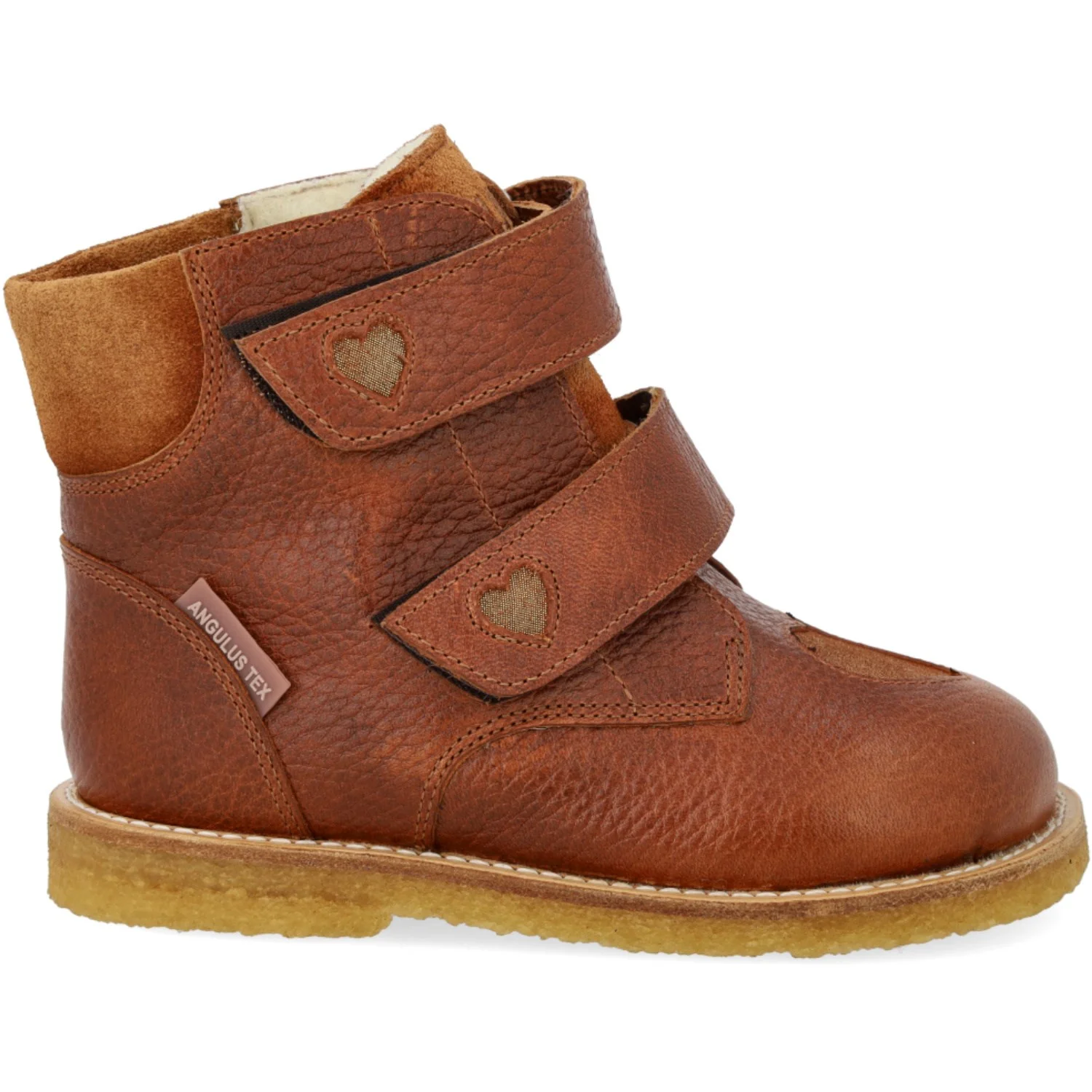 Angulus Cognac/Cognac Glitter/Mustard TEX Boot with Sparkling Glitter Hearts - Image 3