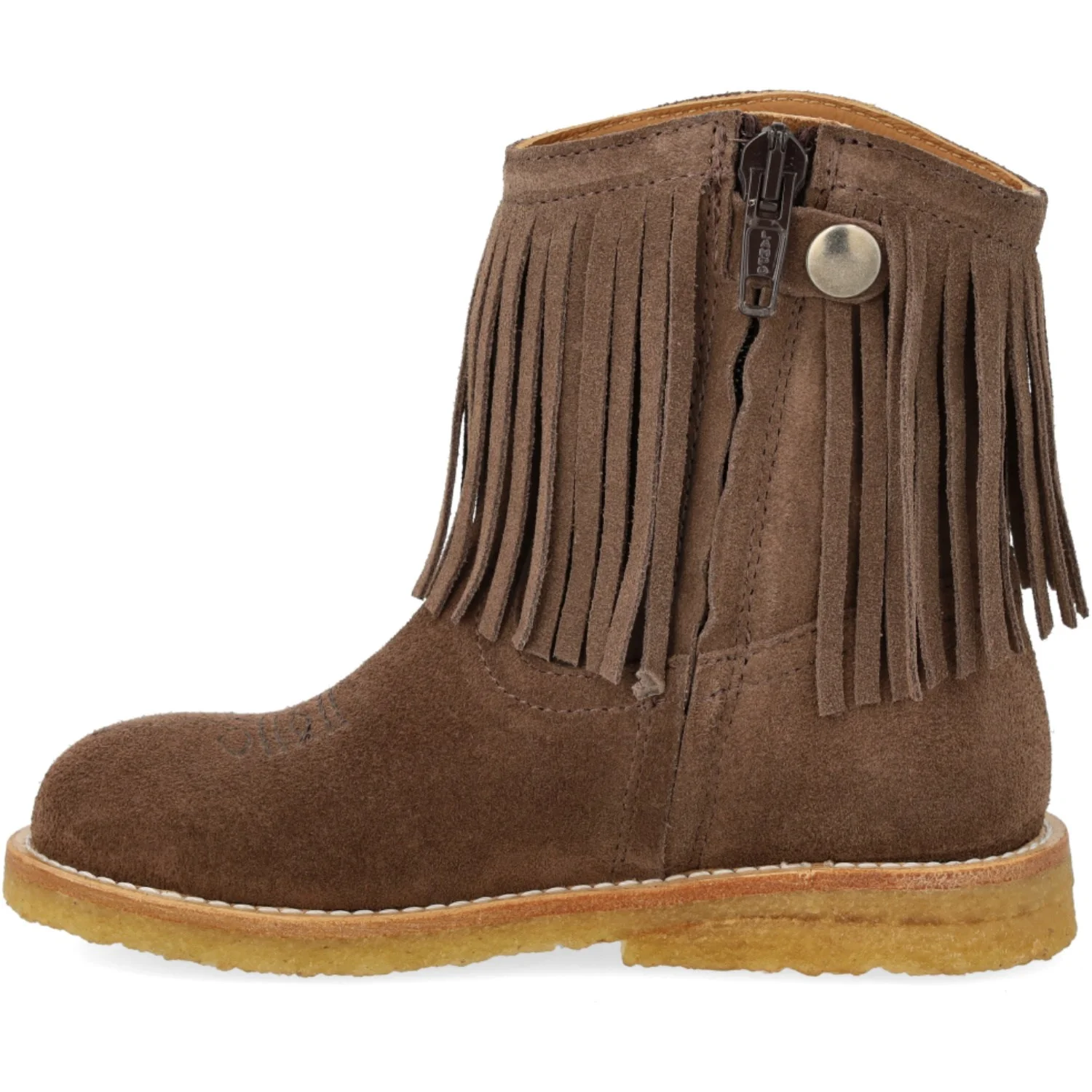 Angulus Dark Taupe Fringed Cowboy Boot with Embroidery - Image 5