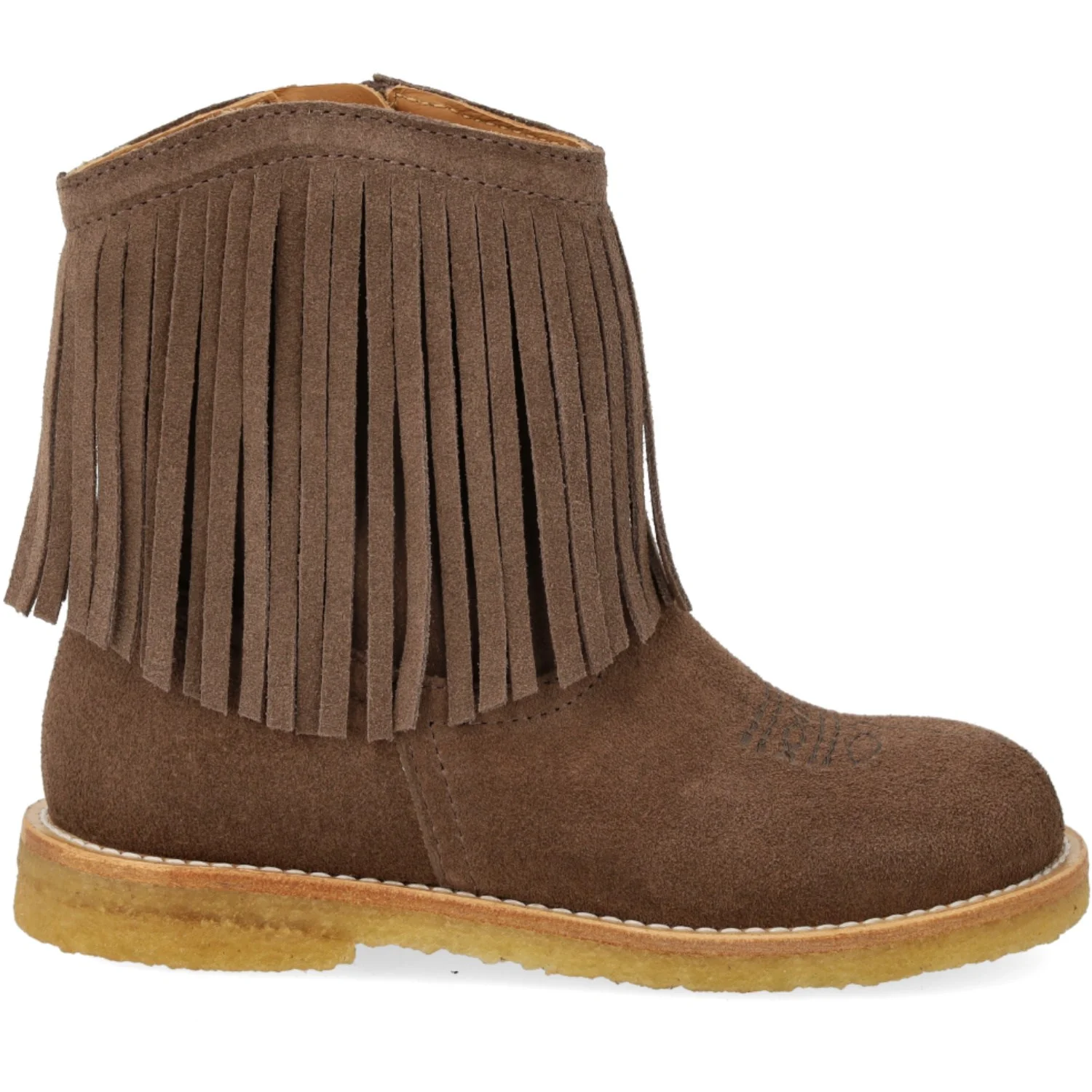 Angulus Dark Taupe Fringed Cowboy Boot with Embroidery - Image 6
