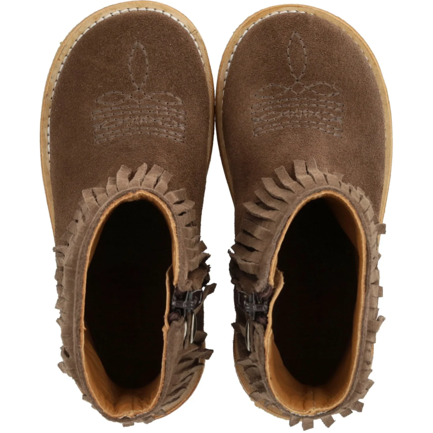 Angulus Dark Taupe Fringed Cowboy Boot with Embroidery - Image 7