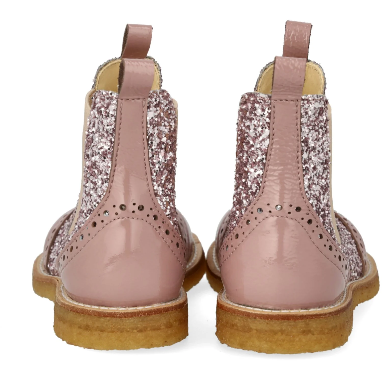 Angulus Faded Rose/Blossom Glitter/Rose Chelsea Glitter Boot with Brogues Detail - Image 3