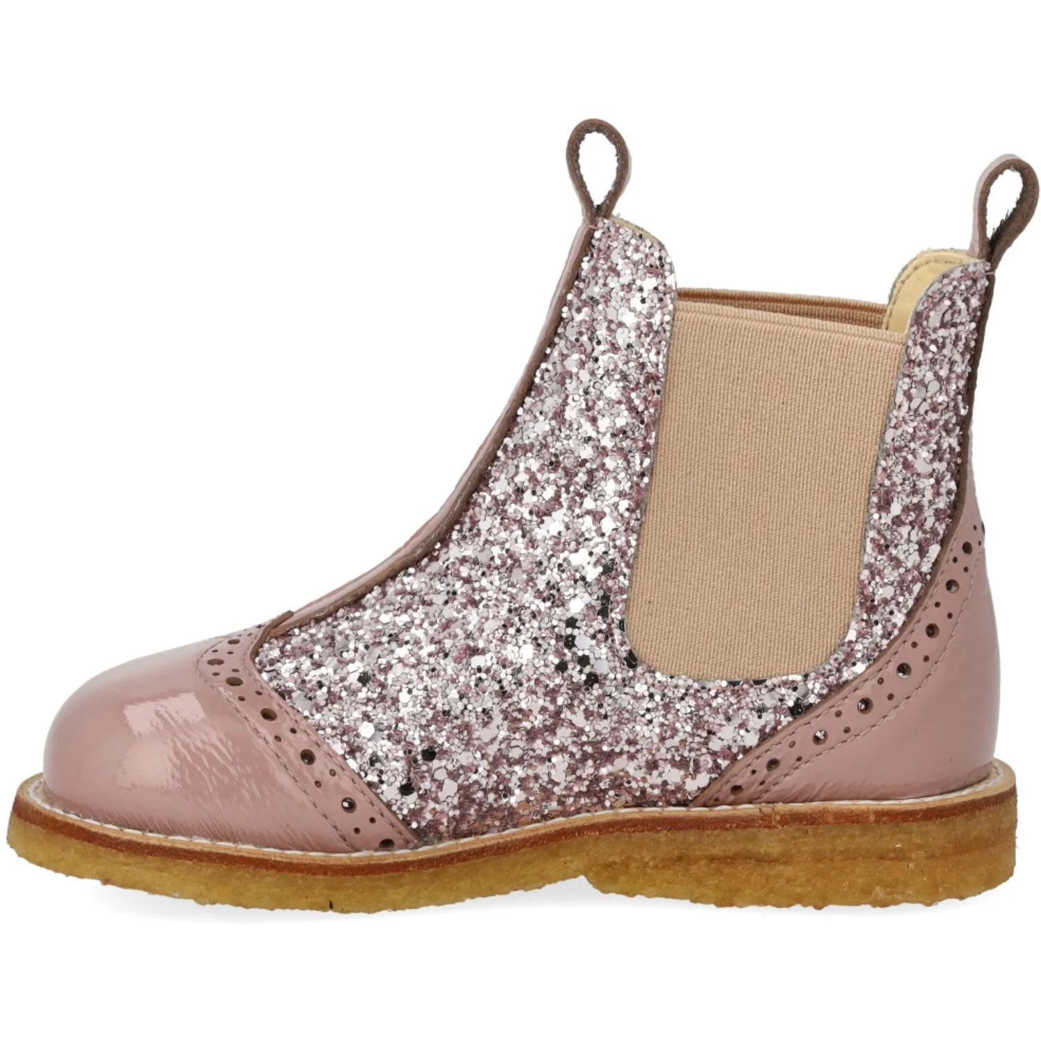 Angulus Faded Rose/Blossom Glitter/Rose Chelsea Glitter Boot with Brogues Detail - Image 4