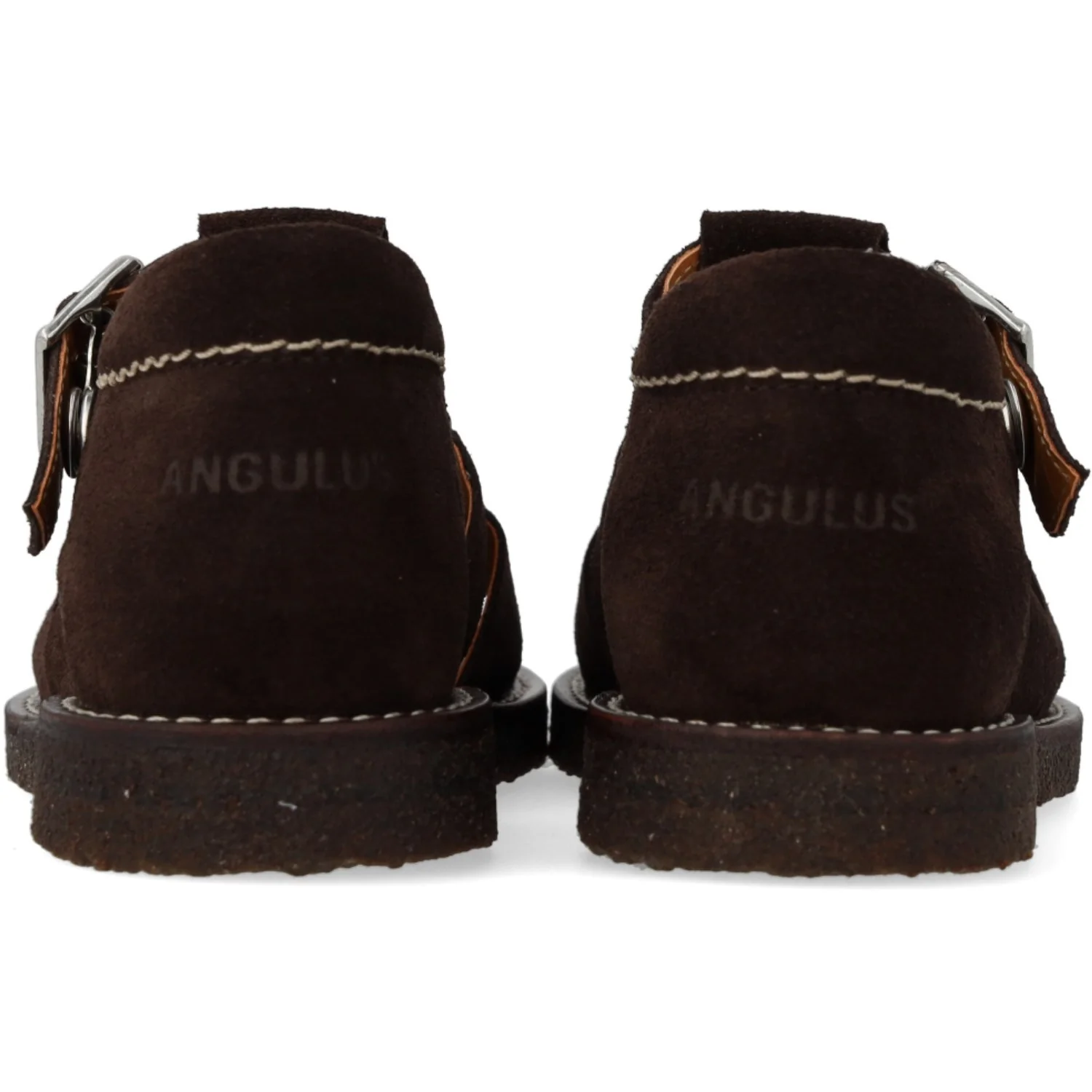 Angulus Dark Brown Fisherman Sandal Med Lukket Tå Og Stikningsdetalje - Image 2