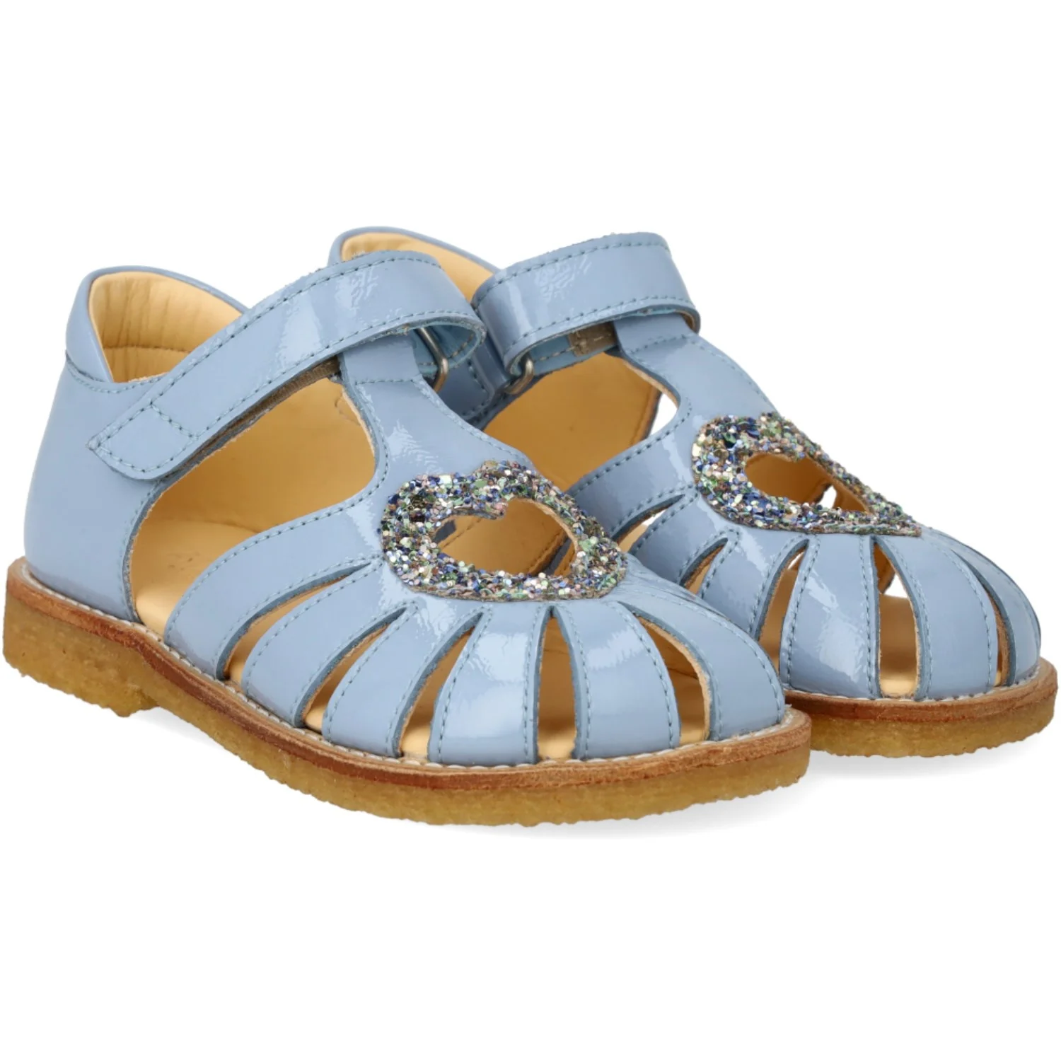Angulus Sky Blue/Spring Multi Glitter Hjertesandal Med Glitter Hjerte