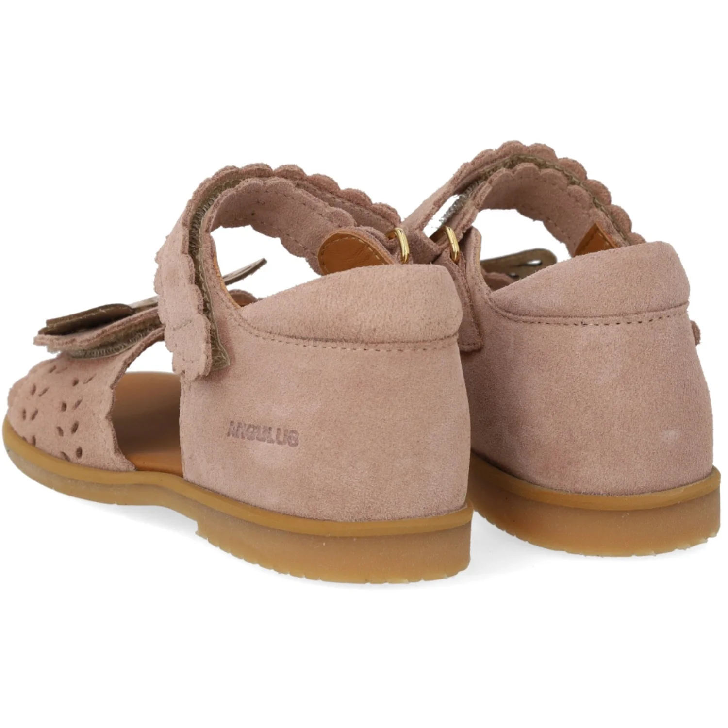 Angulus Rosebud/Rose Gold Sandal Med Åben Tå Og Dobbelt Velcro - Image 2