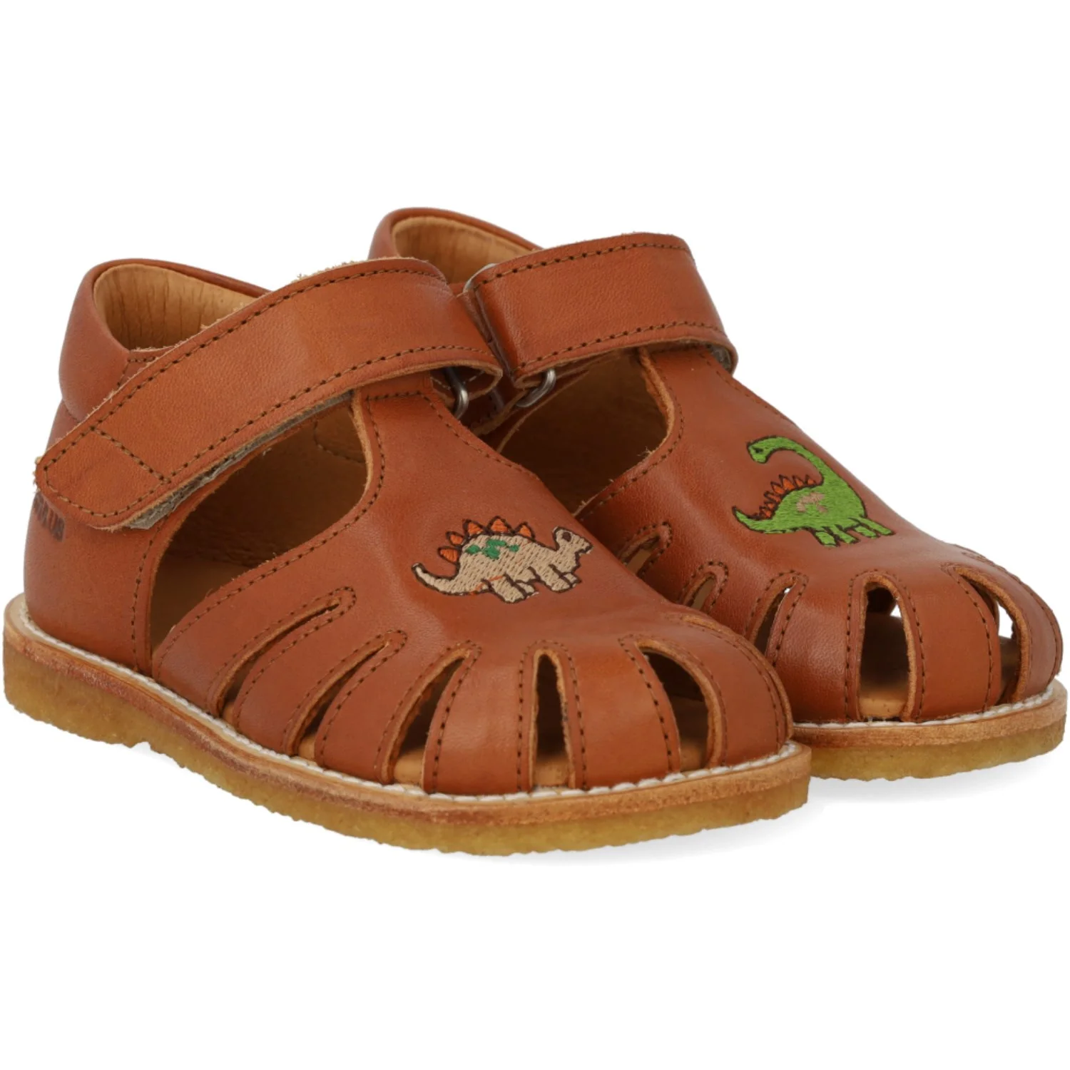 Angulus Cognac Sandal Med Dinobroderi Og Lukket Tå