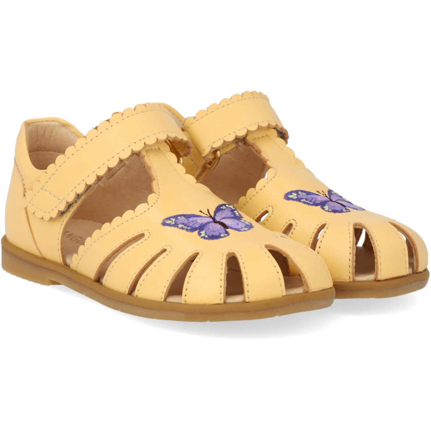 Angulus Mellow Yellow Sandal Med Lukket Tå Og Sommerfugl