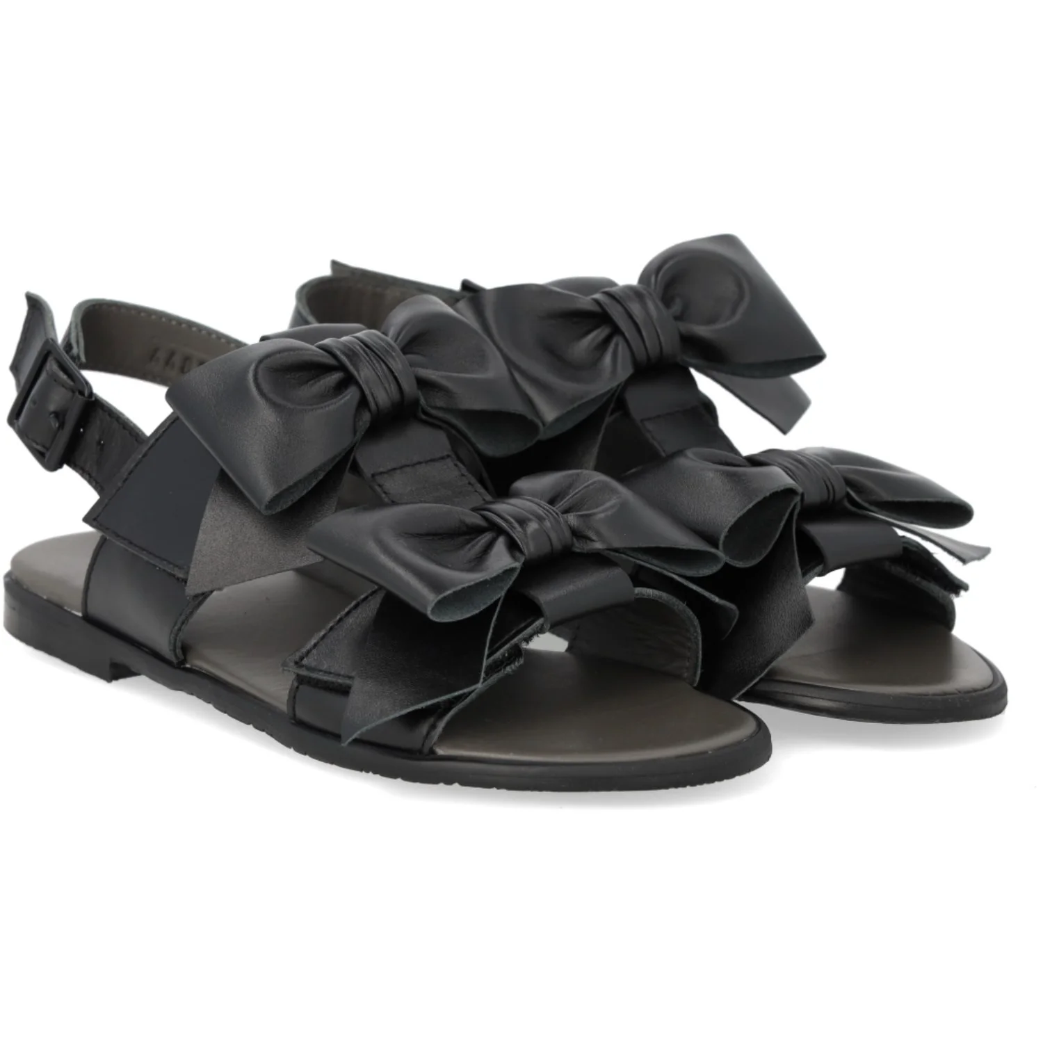 Angulus Black Sandal Med Sløjfe, Velcro Og Spænde