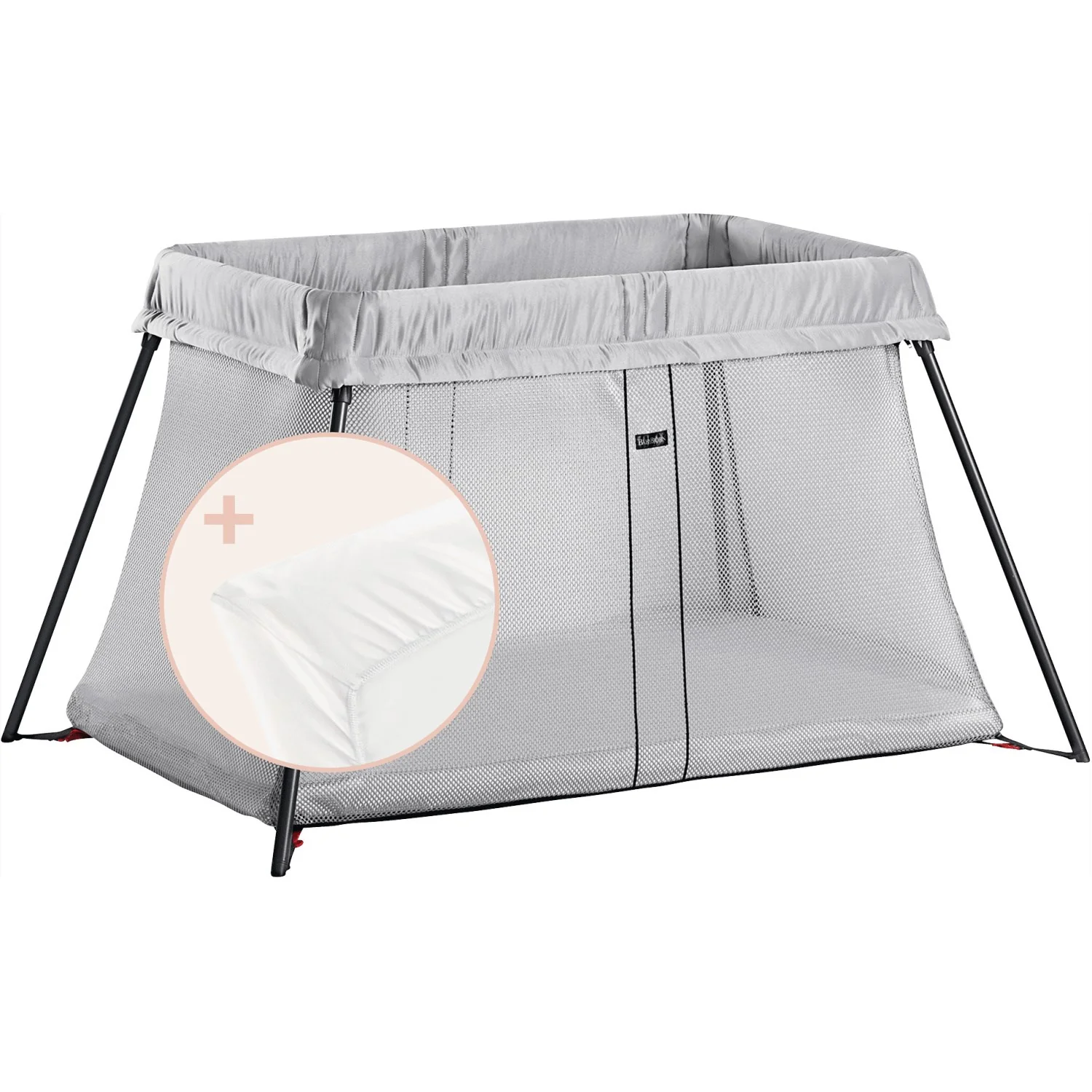 BabyBjörn Silver/Cotton/White Travel Cot Light With Fitted Sheet - Image 2