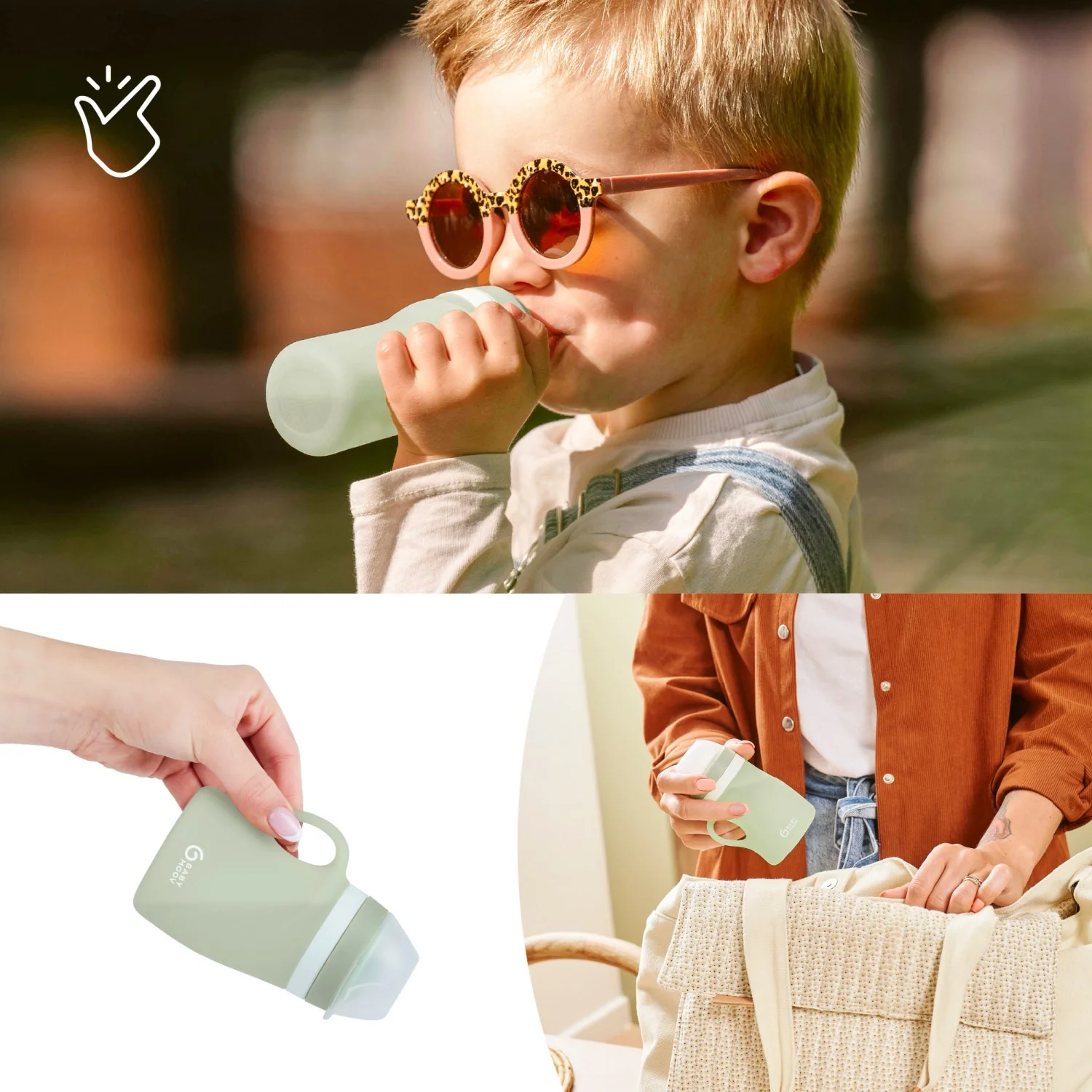 Babymoov Green Silicone Water Bottle - Image 3