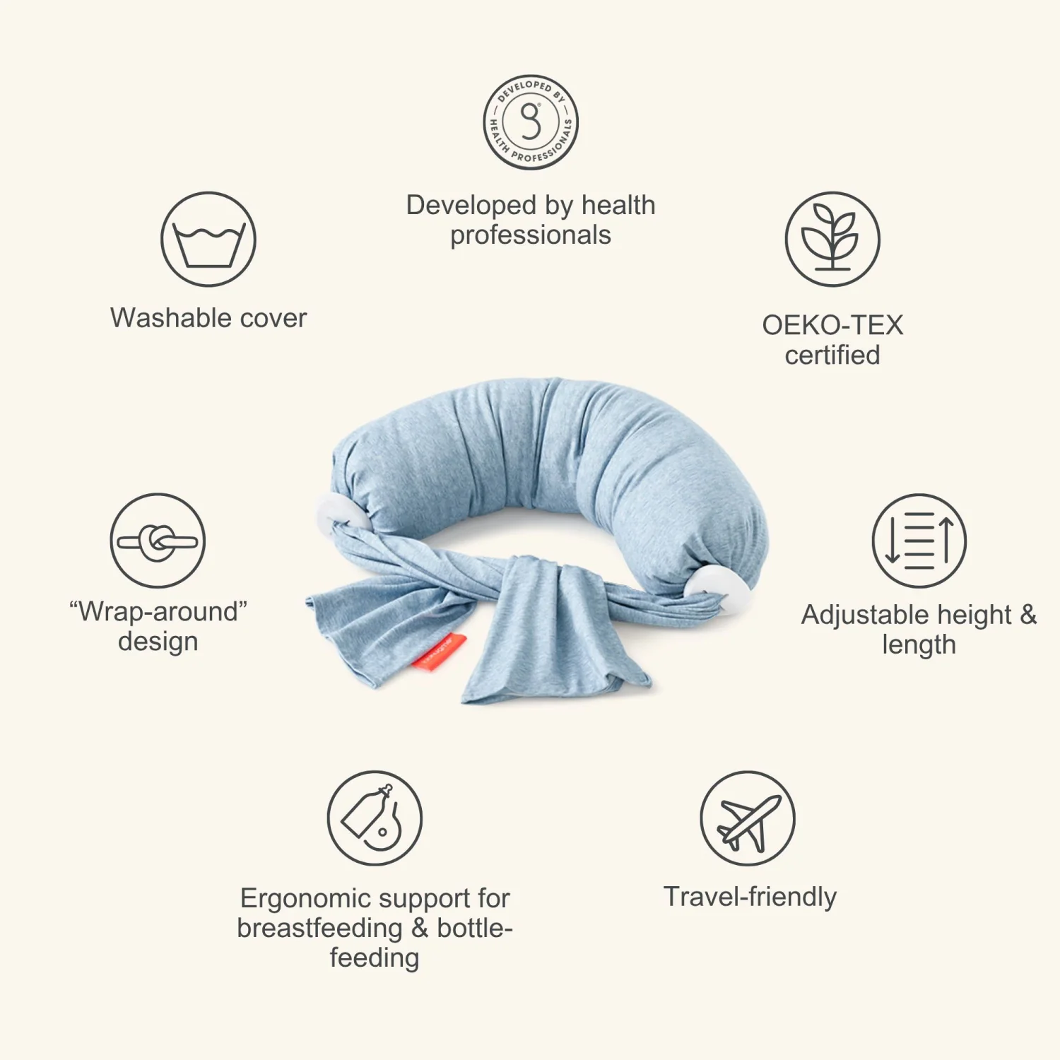 bbhugme Blue/Melange Nursing Pillow - Image 8