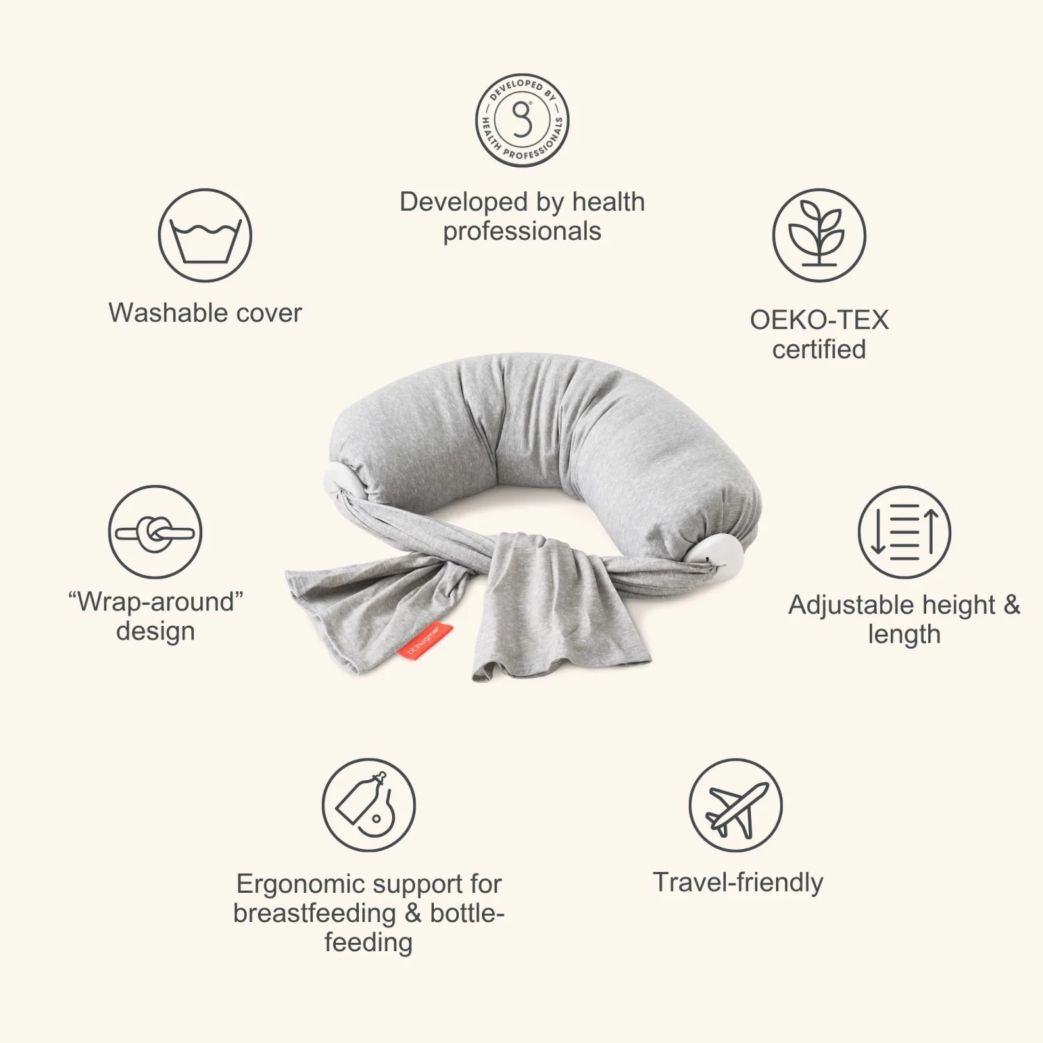 bbhugme Grey/Melange Nursing Pillow - Image 8