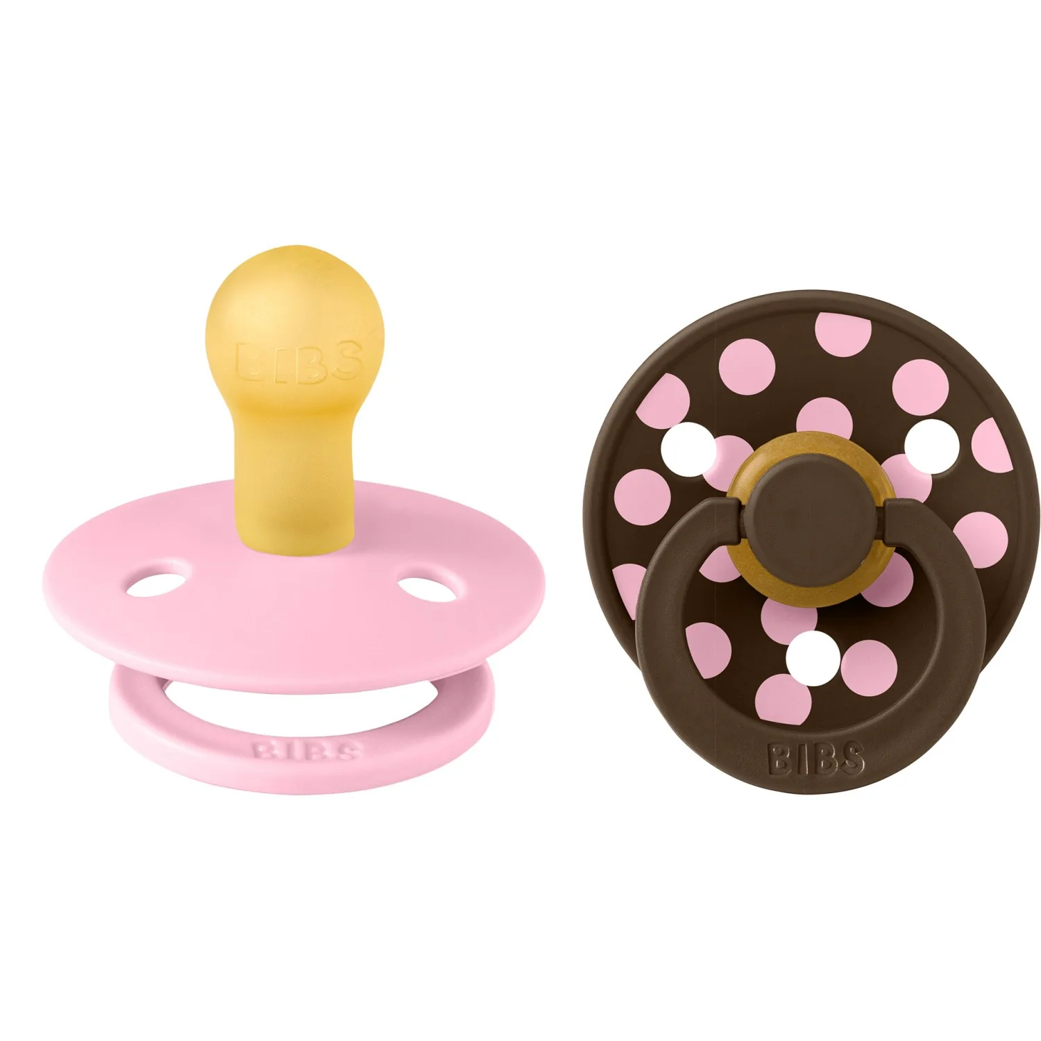 Bibs Baby Pink/Mocha Pacifier Studio Colour 2-Pack Polka Latex - Image 2