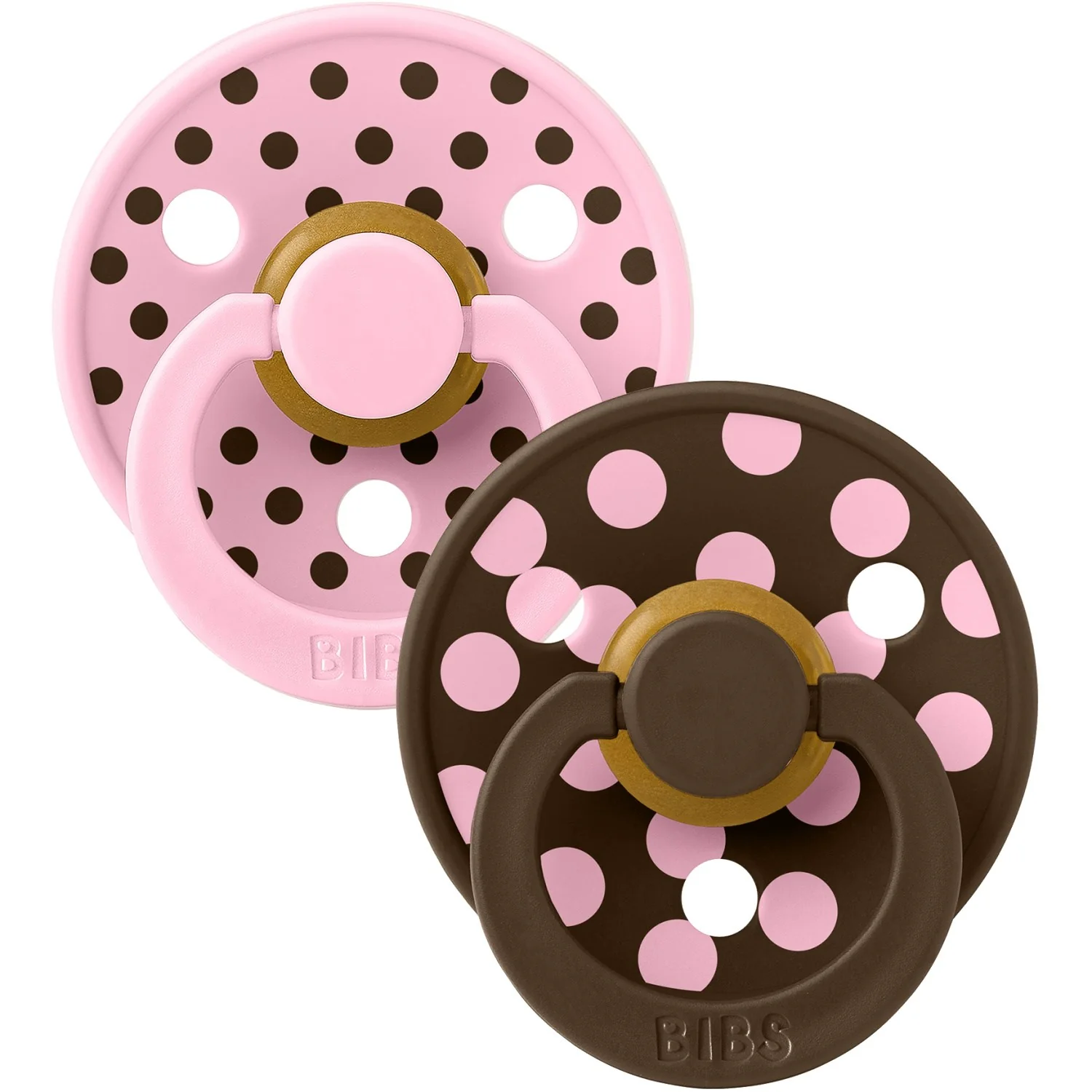 Bibs Baby Pink/Mocha Pacifier Studio Colour 2-Pack Polka Latex - Image 7