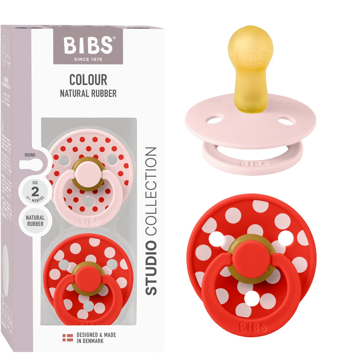 Bibs Blossom/Candy Apple Pacifier Studio Colour 2-Pack Polka Latex - Image 5
