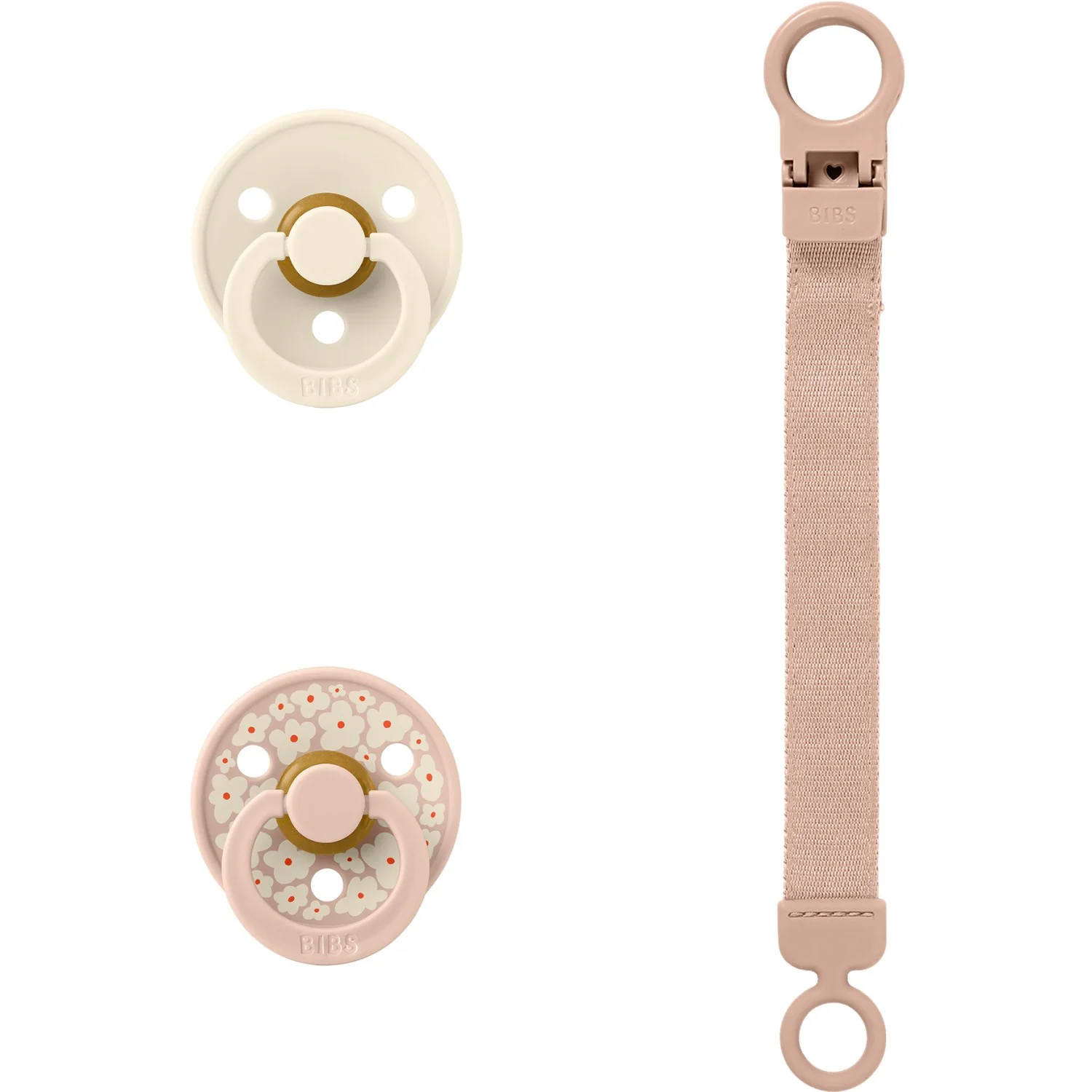Bibs Blush Colour Pacifier & Loop Clip Gift Set Latex - Image 2