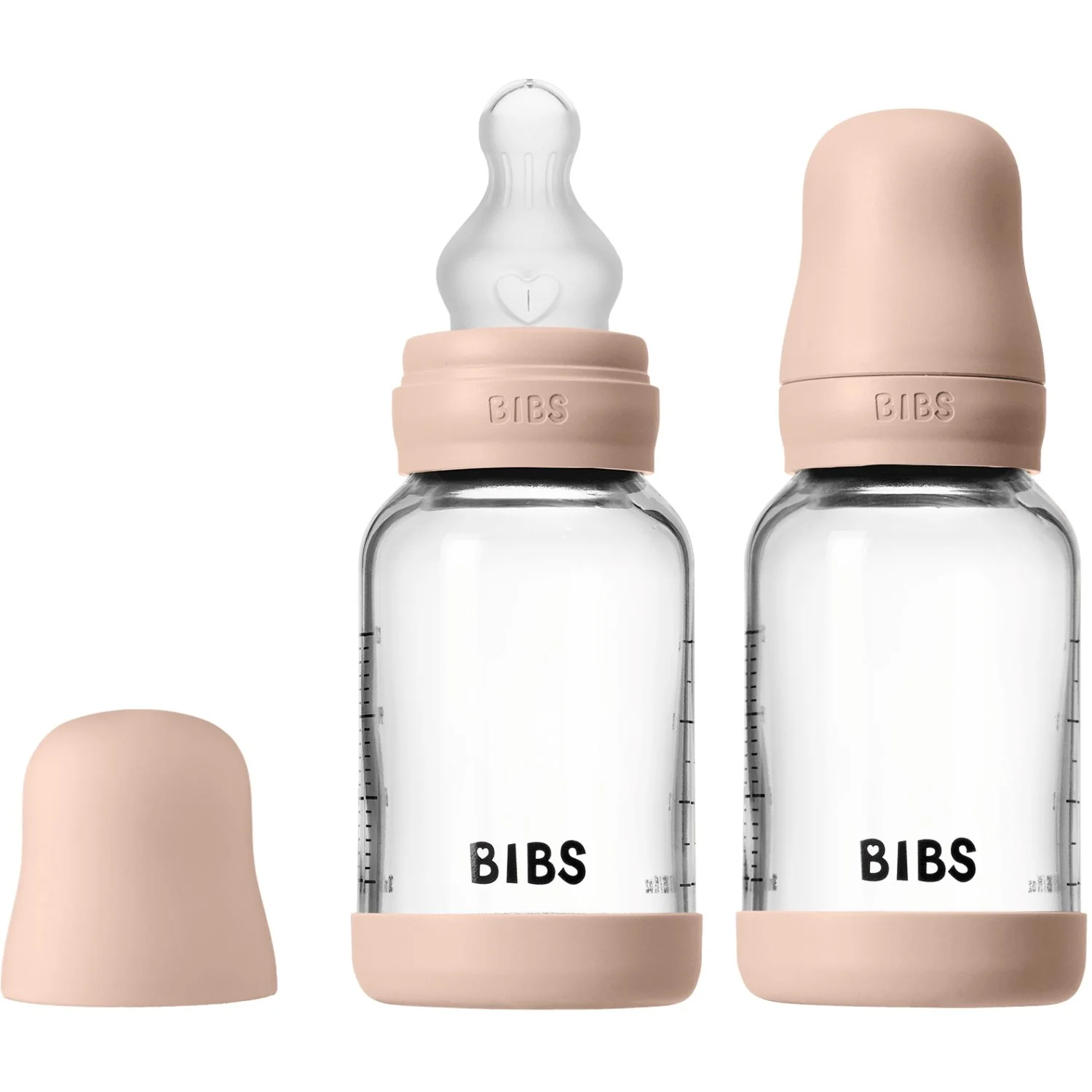 Bibs Blush Glass Baby Bottle Round Silicone 2-Pack 120 Ml Slow Flow - Image 2