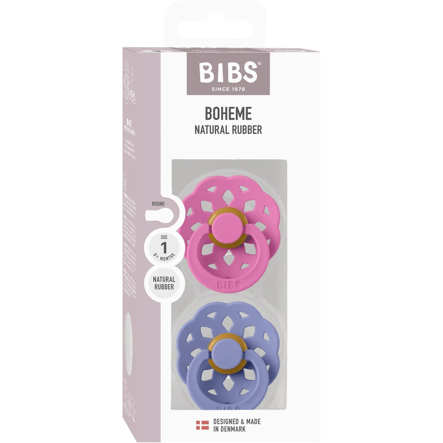 Bibs Bubblegum/Peri Pacifier Boheme 2-Pack Latex - Image 4
