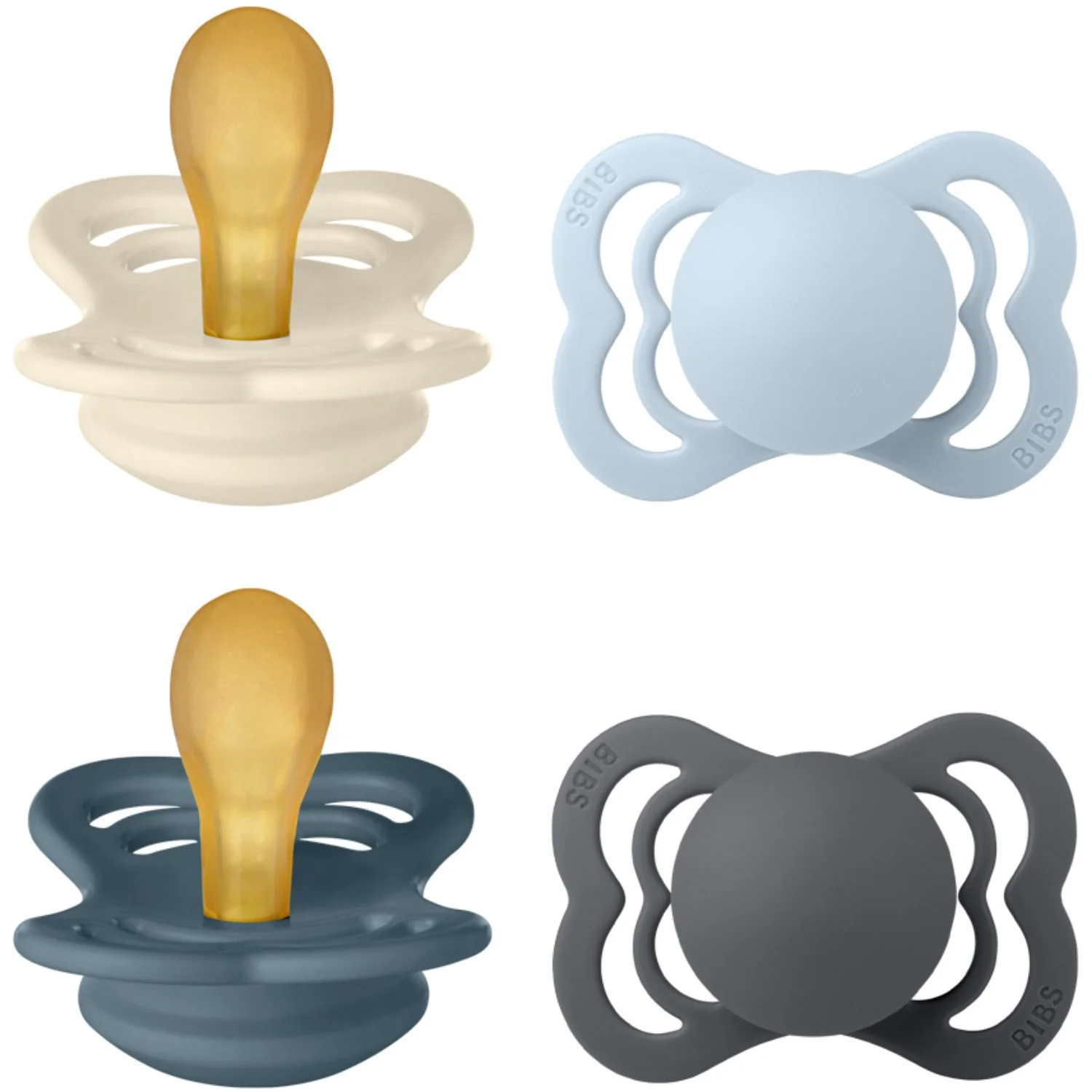 Bibs Ivory/Baby Blue/Petrol/Iron Pacifier Supreme 4-Pack Latex - Image 2