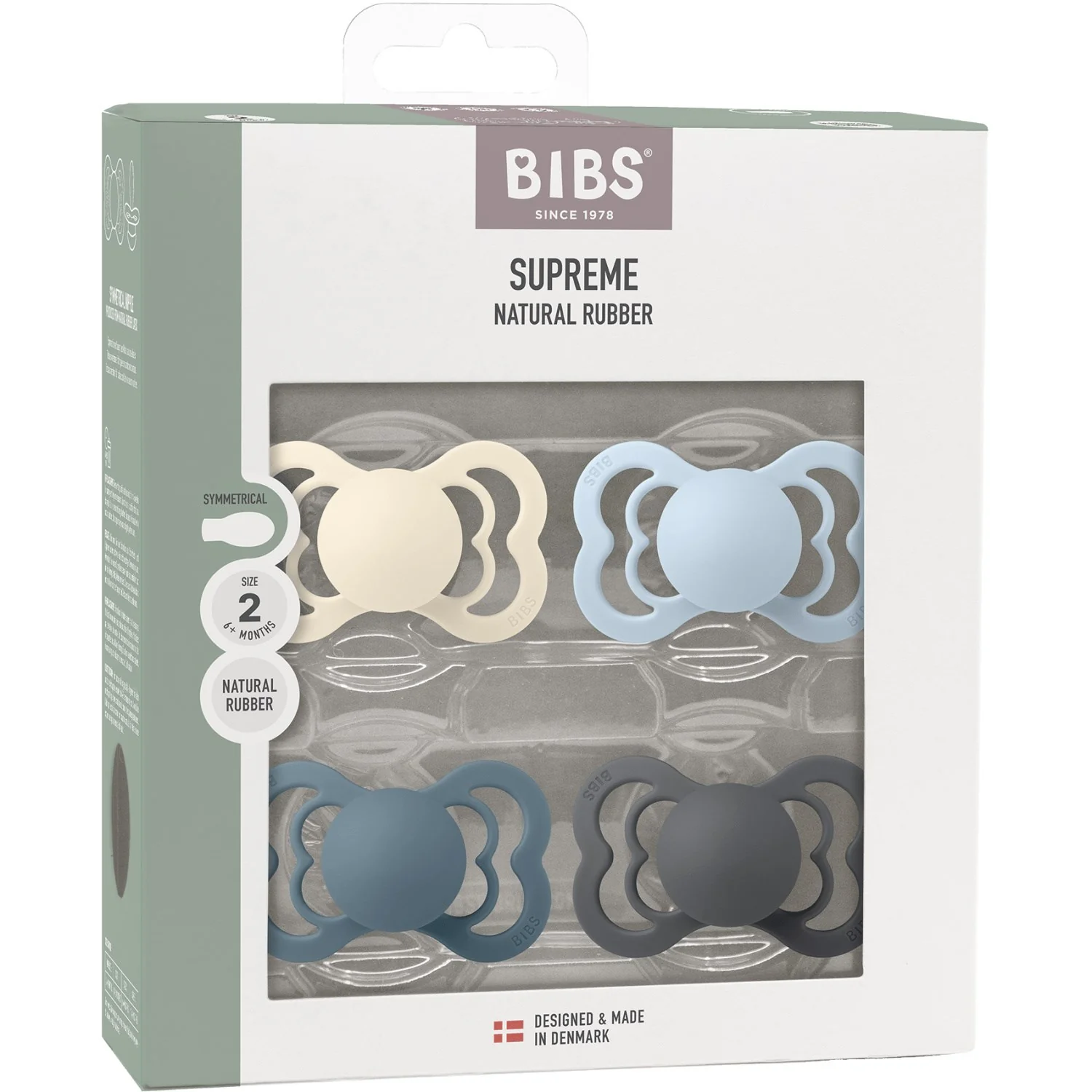 Bibs Ivory/Baby Blue/Petrol/Iron Pacifier Supreme 4-Pack Latex - Image 3