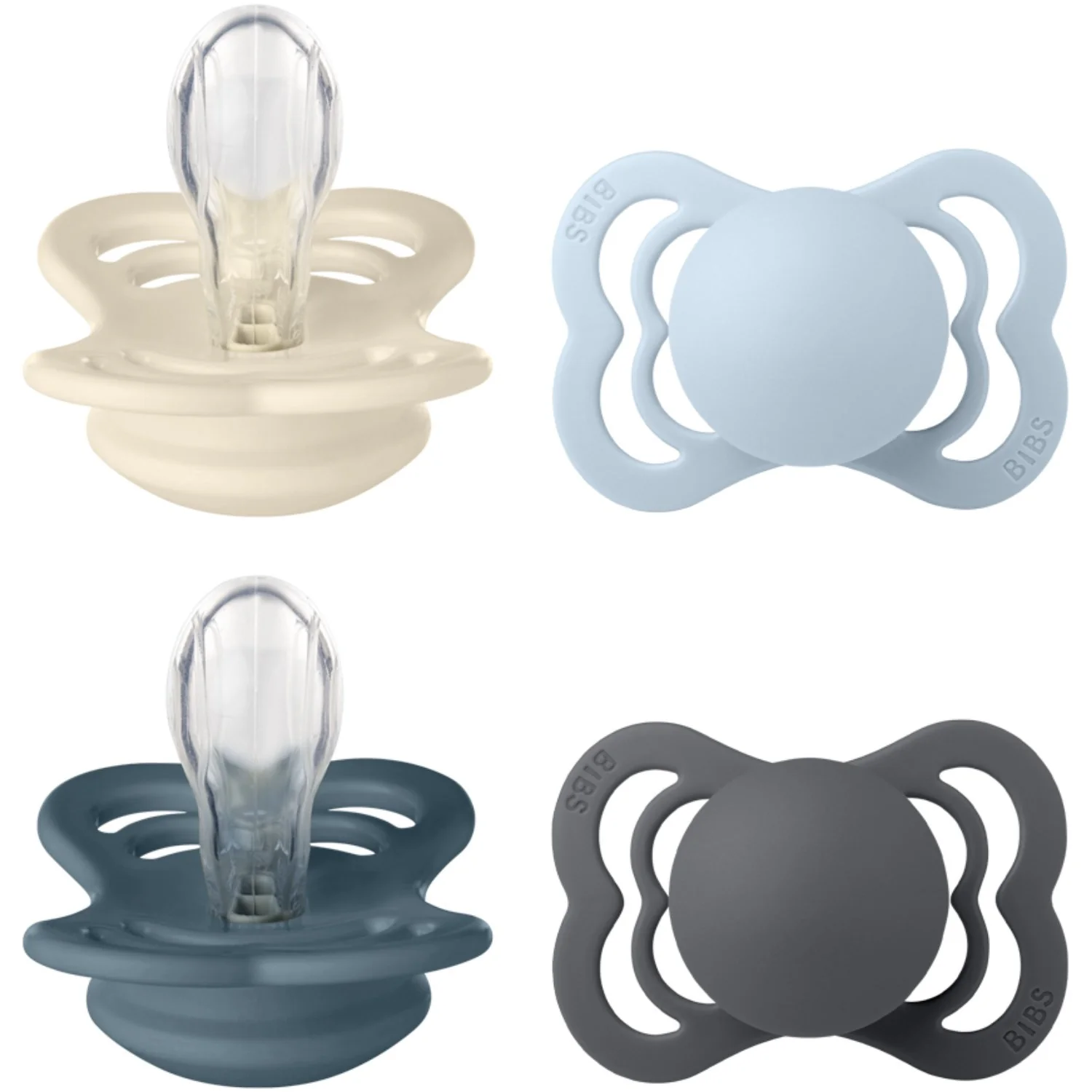 Bibs Ivory/Baby Blue/Petrol/Iron Pacifier Supreme 4-Pack Silicone - Image 2